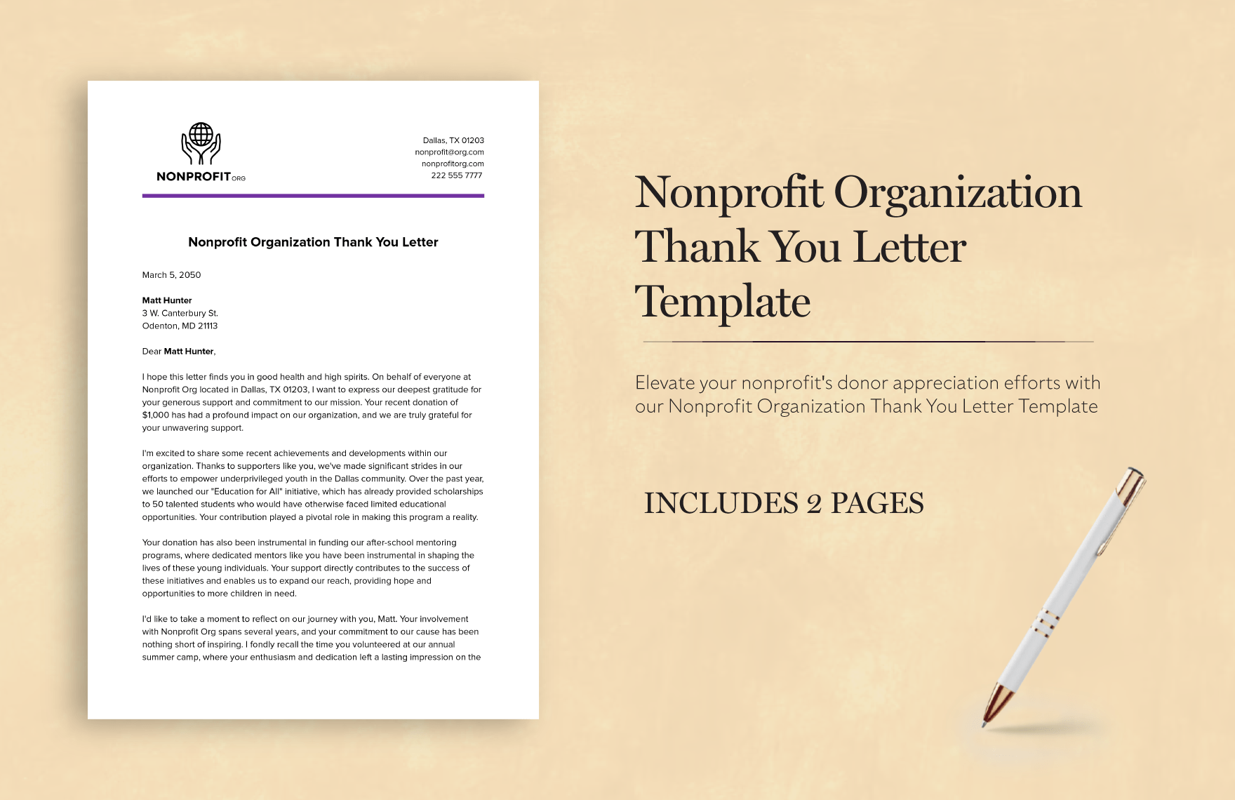 Nonprofit Organization Thank You Letter Template