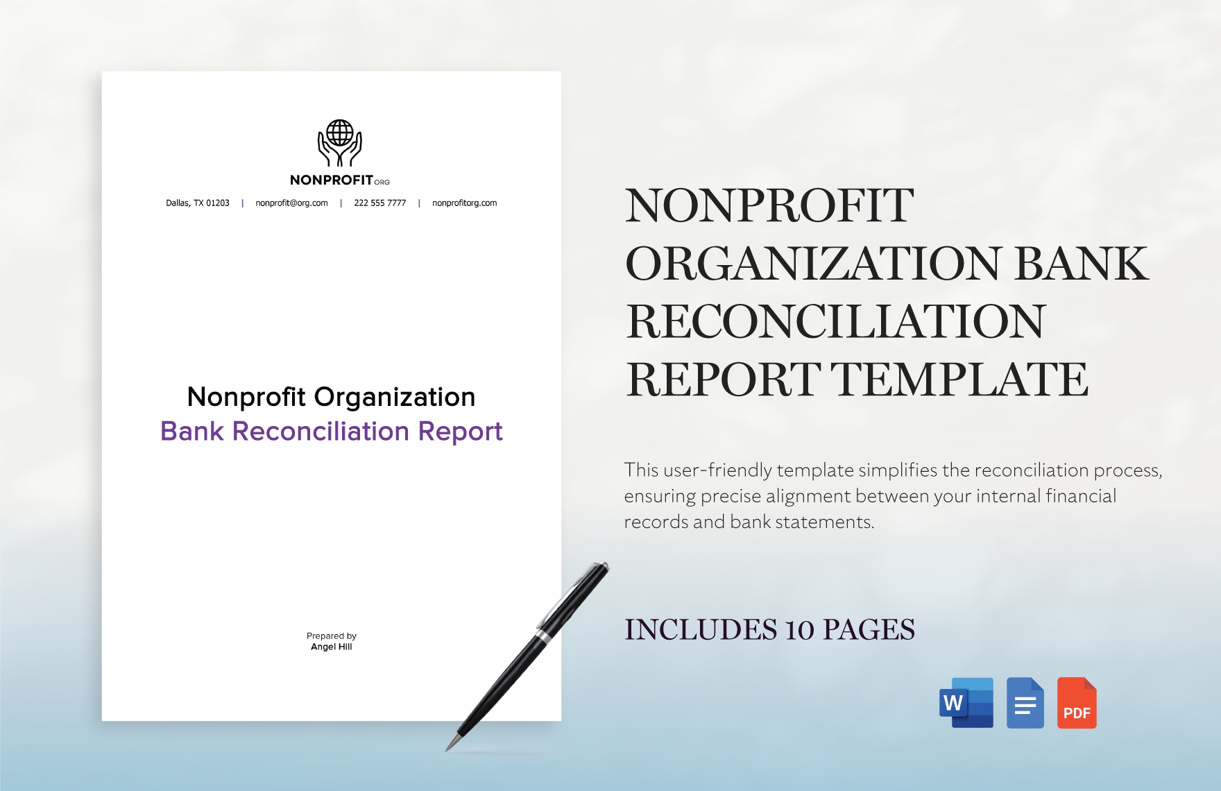 Nonprofit Organization Bank Reconciliation Report Template