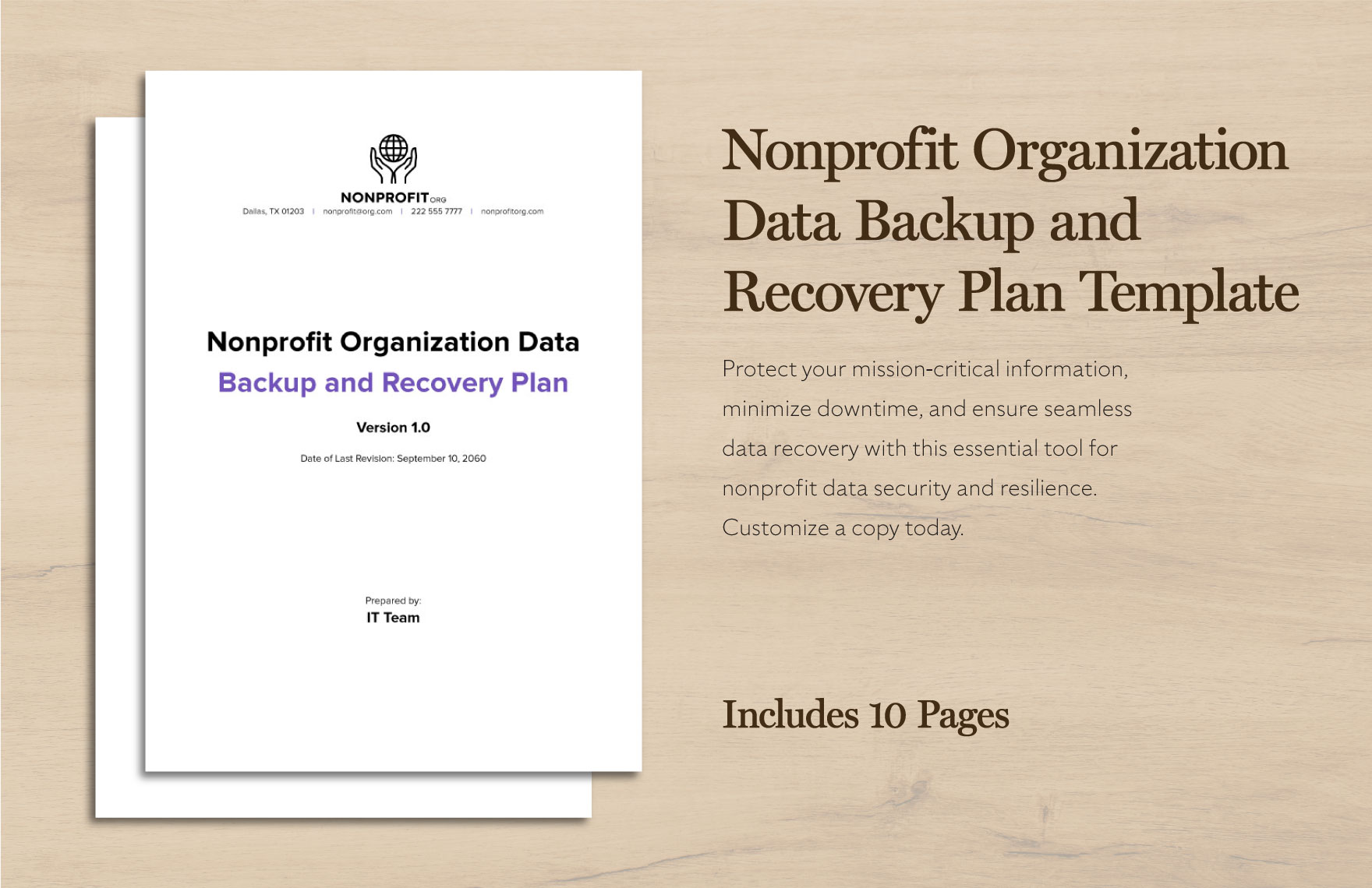 Nonprofit Organization Data Backup and Recovery Plan Template