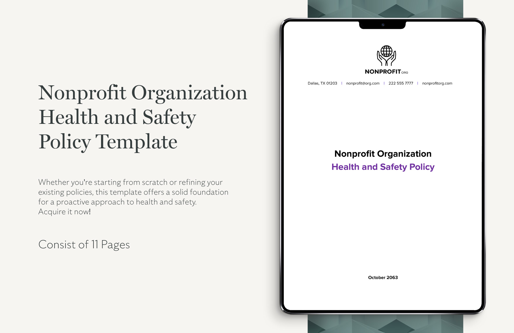 Nonprofit Organization Health and Safety Policy Template