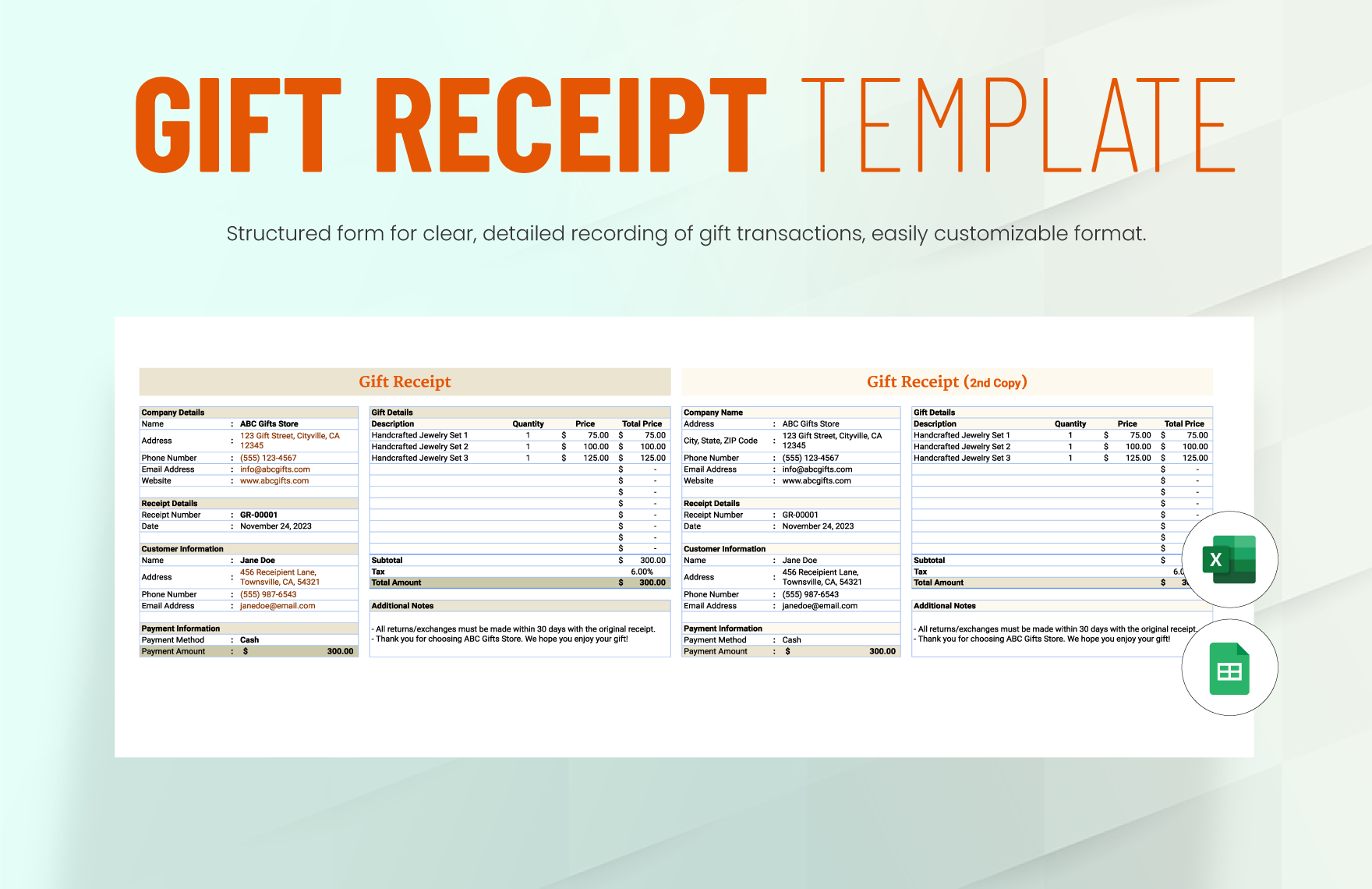 Gift Receipt Template