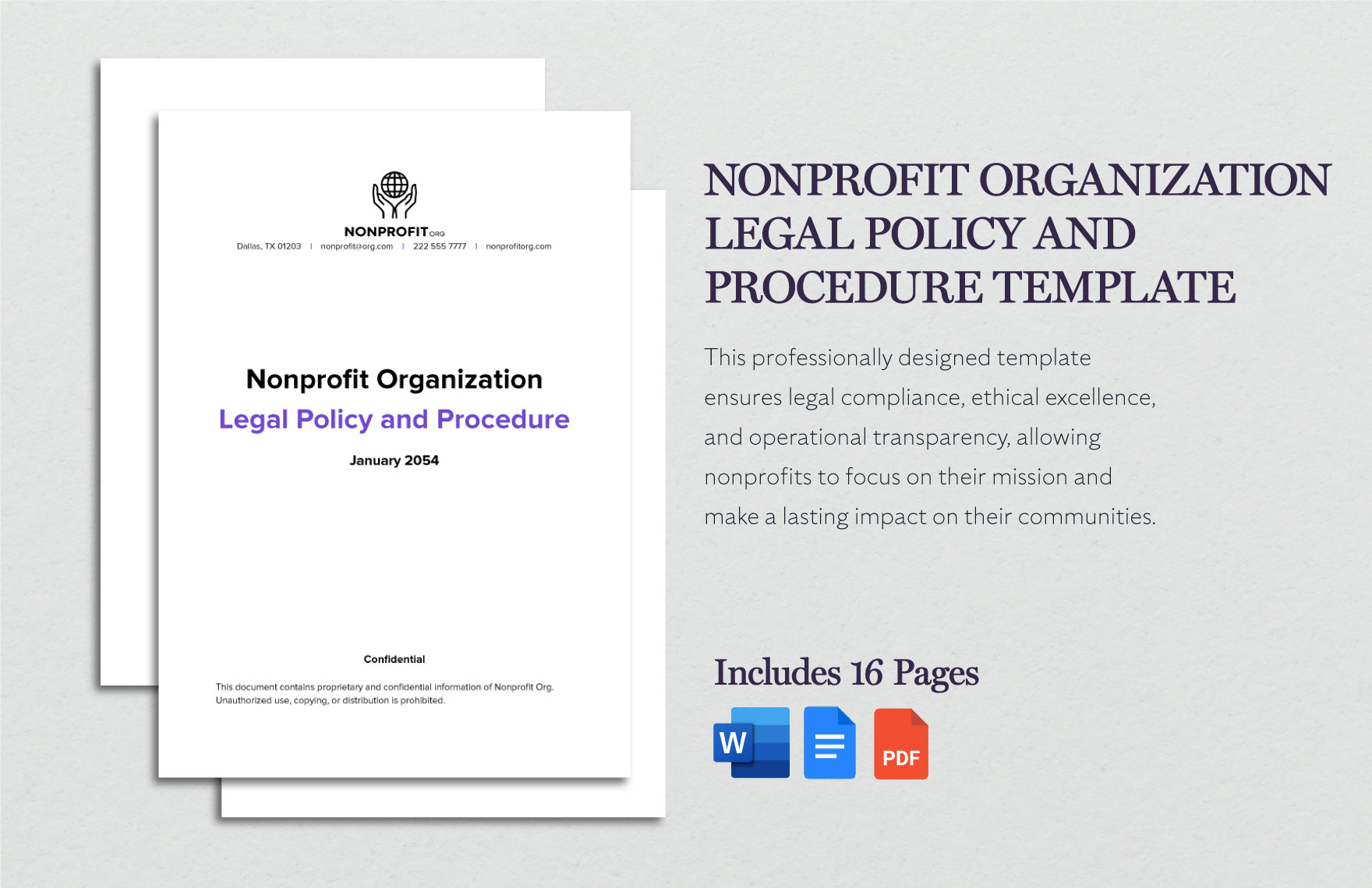 Nonprofit Organization Legal Policy and Procedure Template