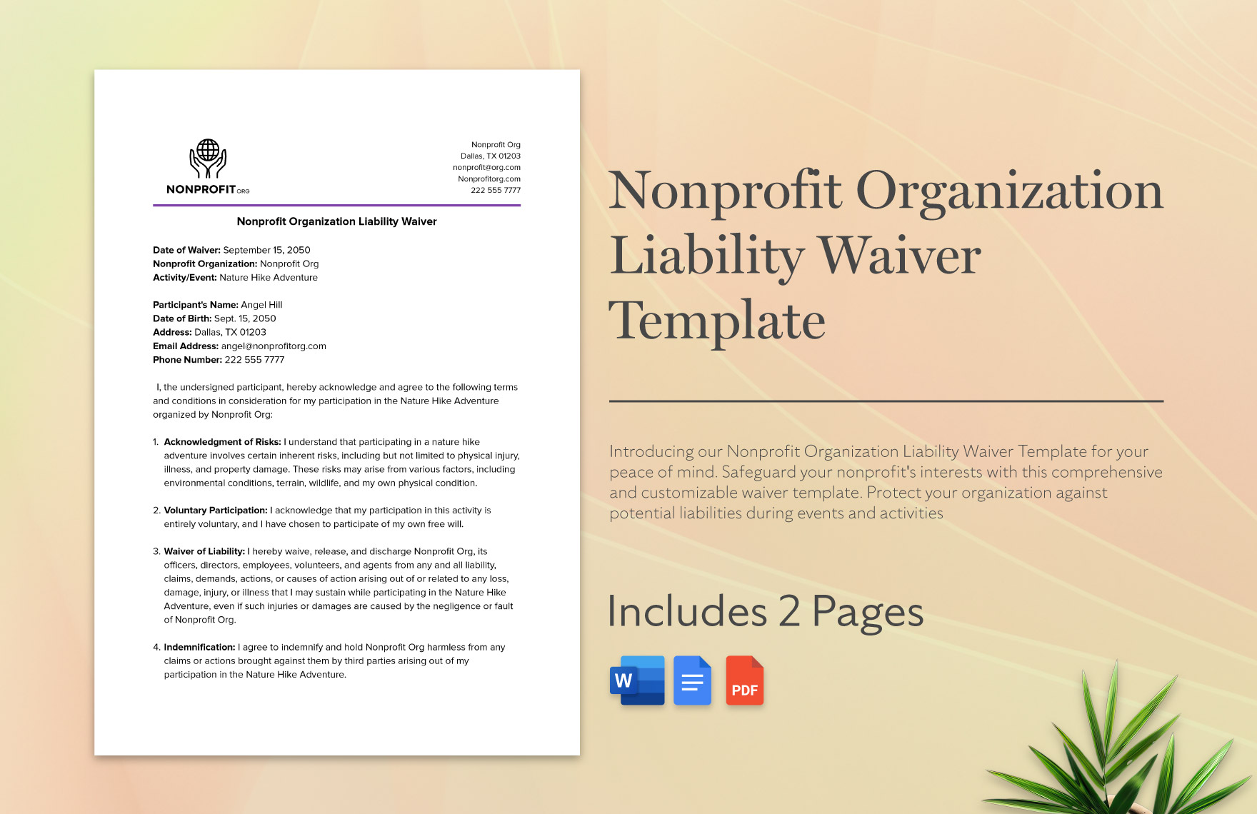  Nonprofit Organization Liability Waiver Template