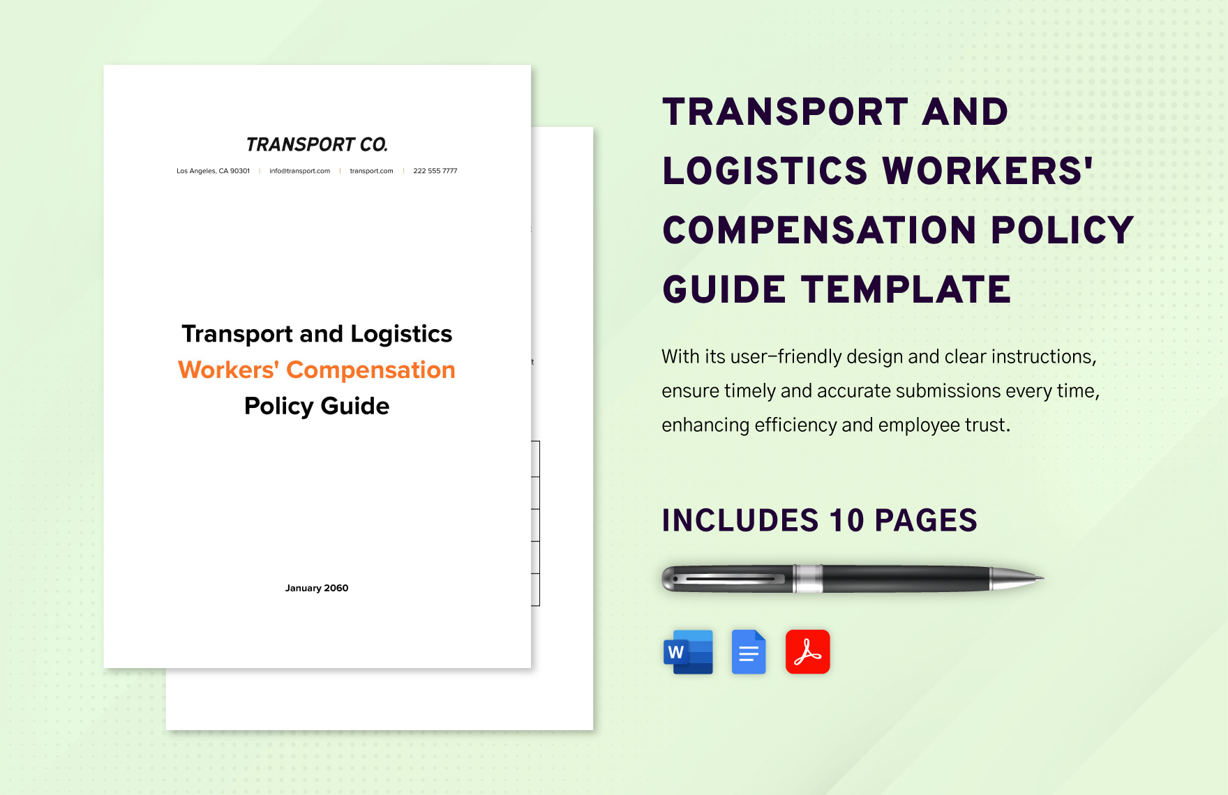 Transport and Logistics Workers' Compensation Policy Guide Template