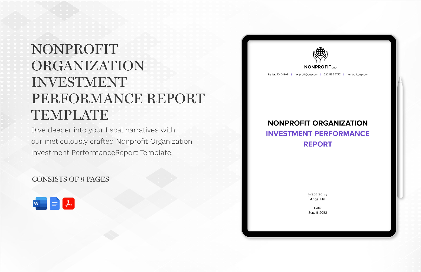 Nonprofit Organization Investment Performance Report Template