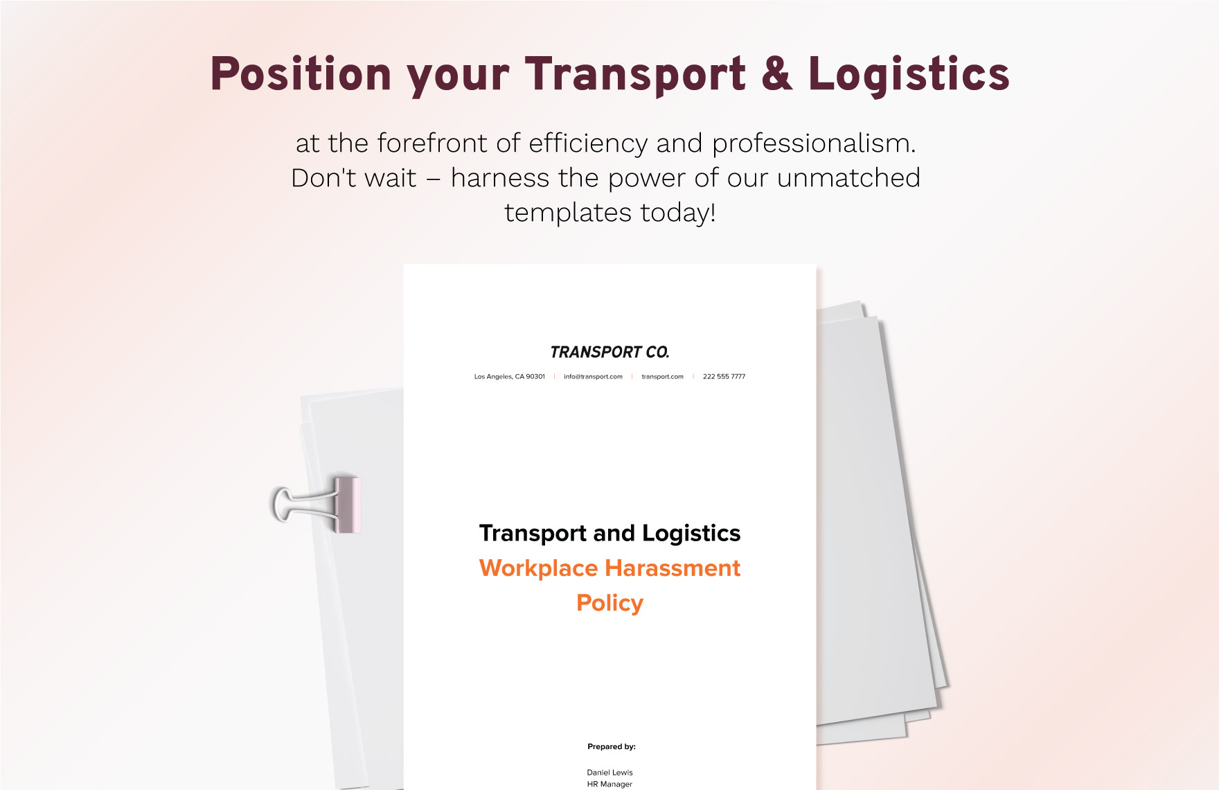 Transport and Logistics Workplace Harassment Policy Template