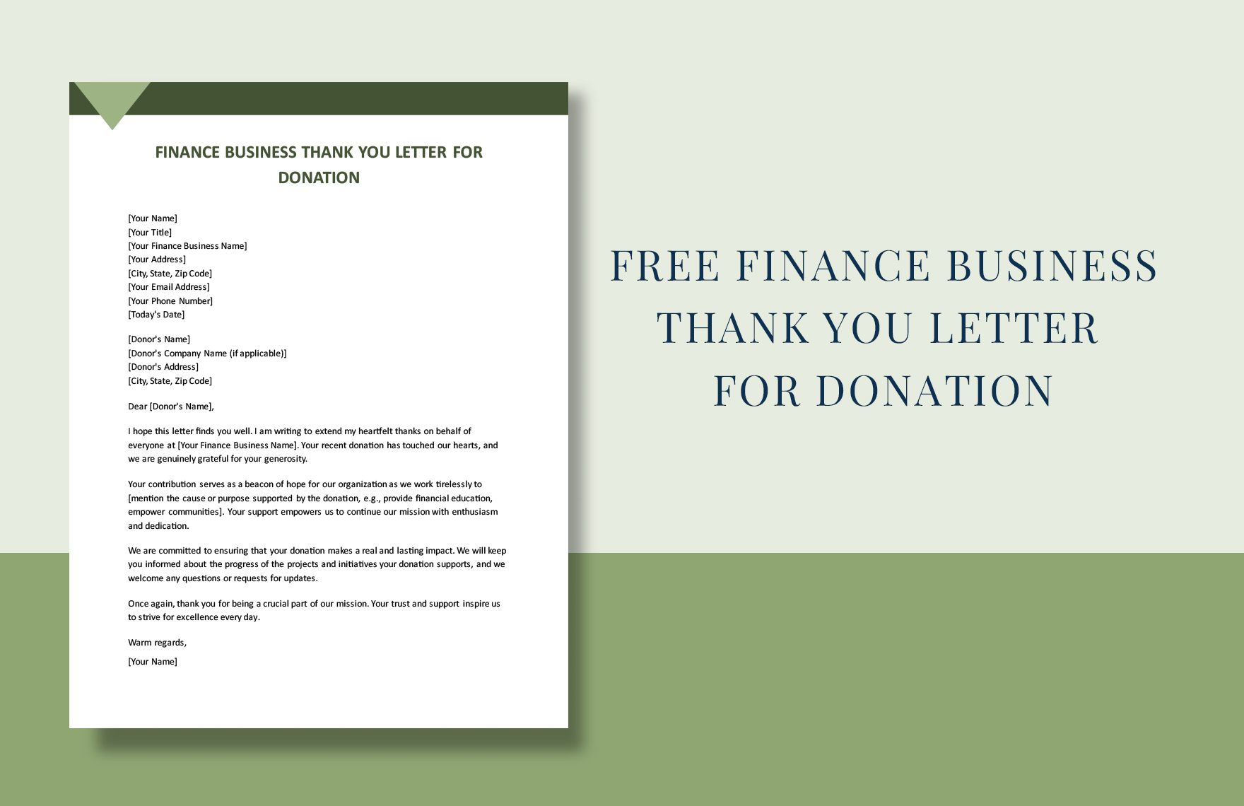 Finance Business Thank You Letter for Donation Template