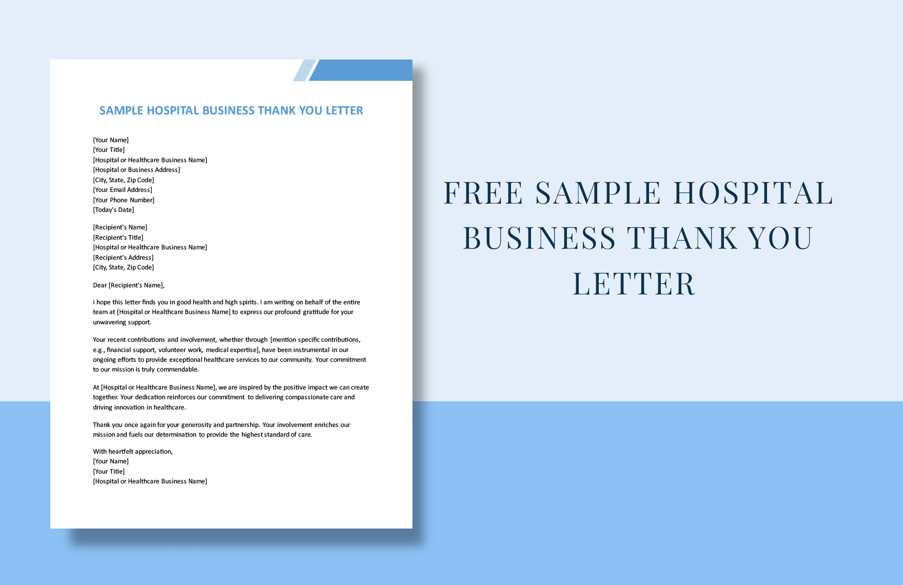 Sample Hospital Business Thank You Letter Template