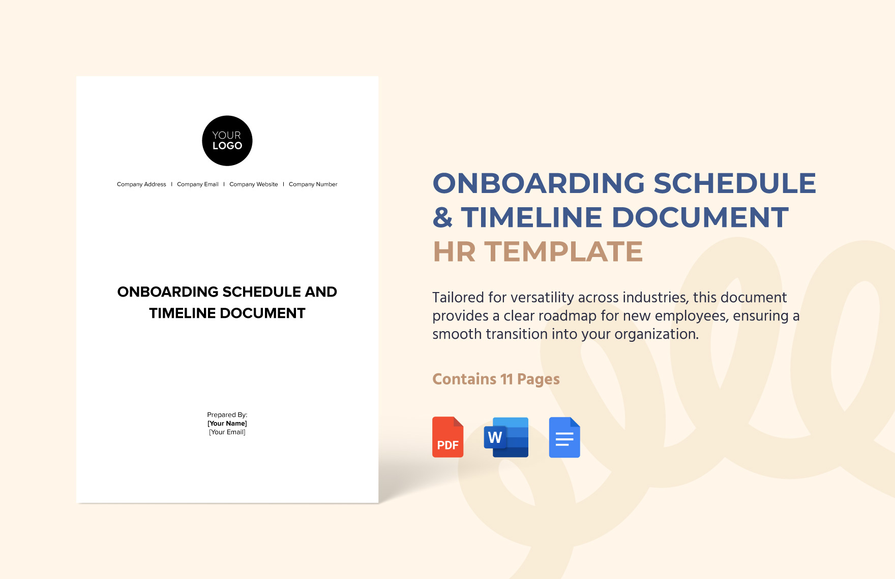 Onboarding Schedule & Timeline Document HR Template