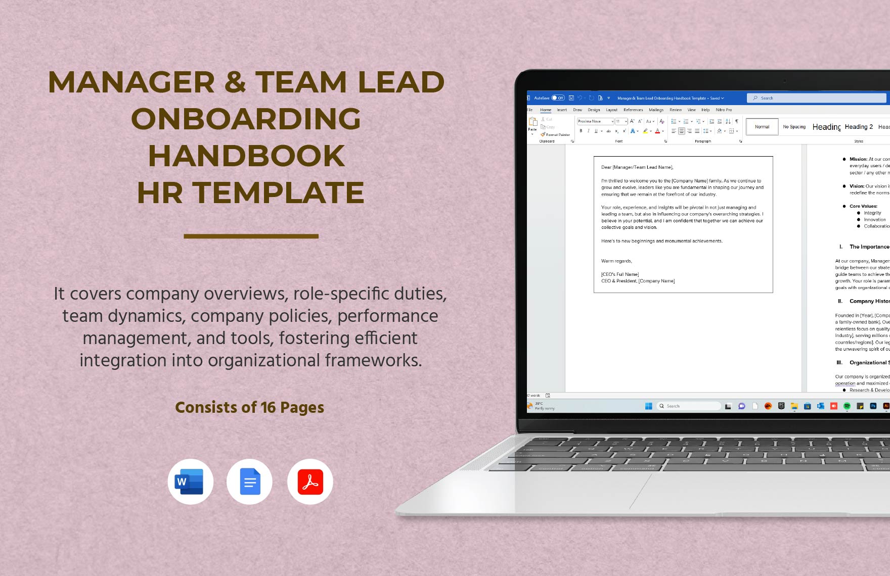 Manager & Team Lead Onboarding Handbook HR Template