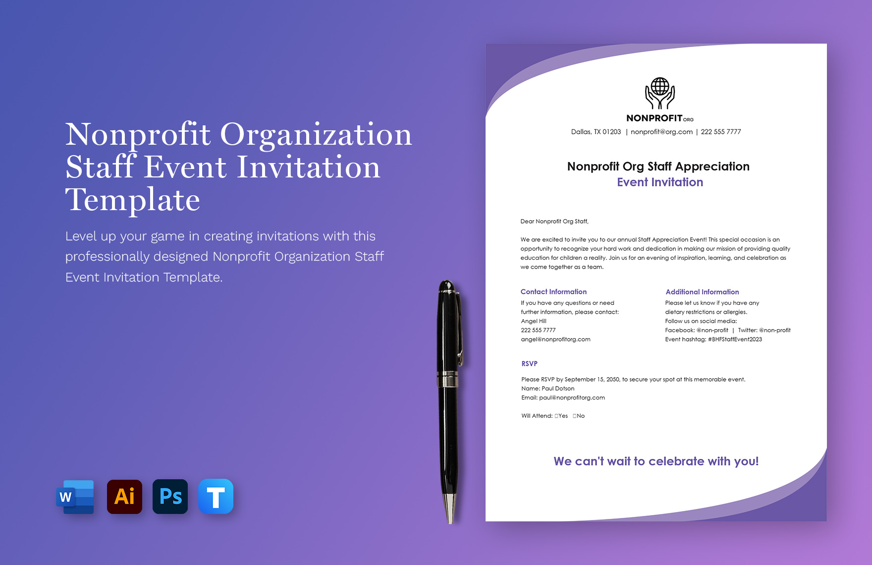 Nonprofit Organization Staff Event Invitation Template