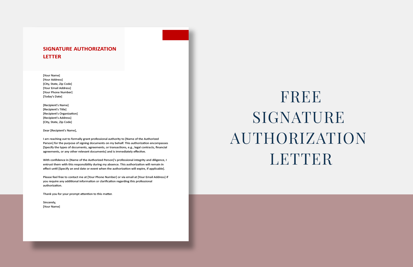 Signature Authorization Letter