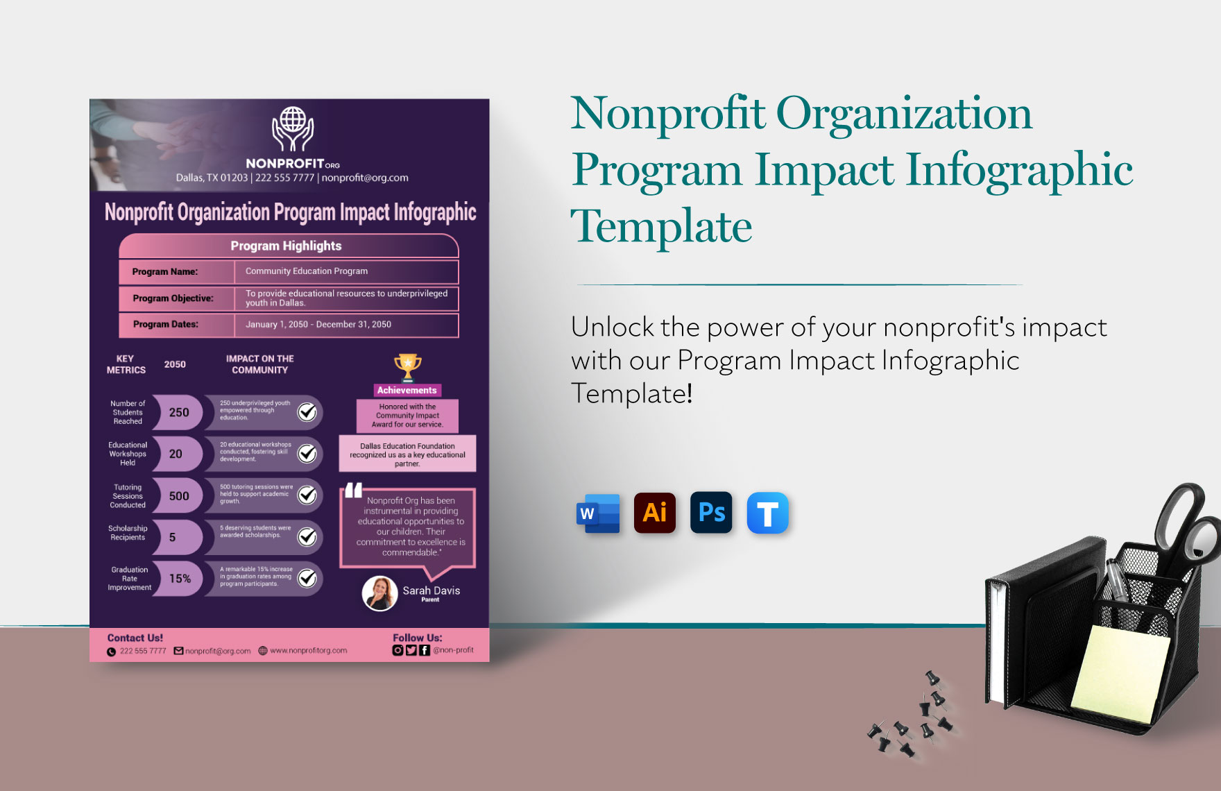 Nonprofit Organization Program Impact Infographic Template