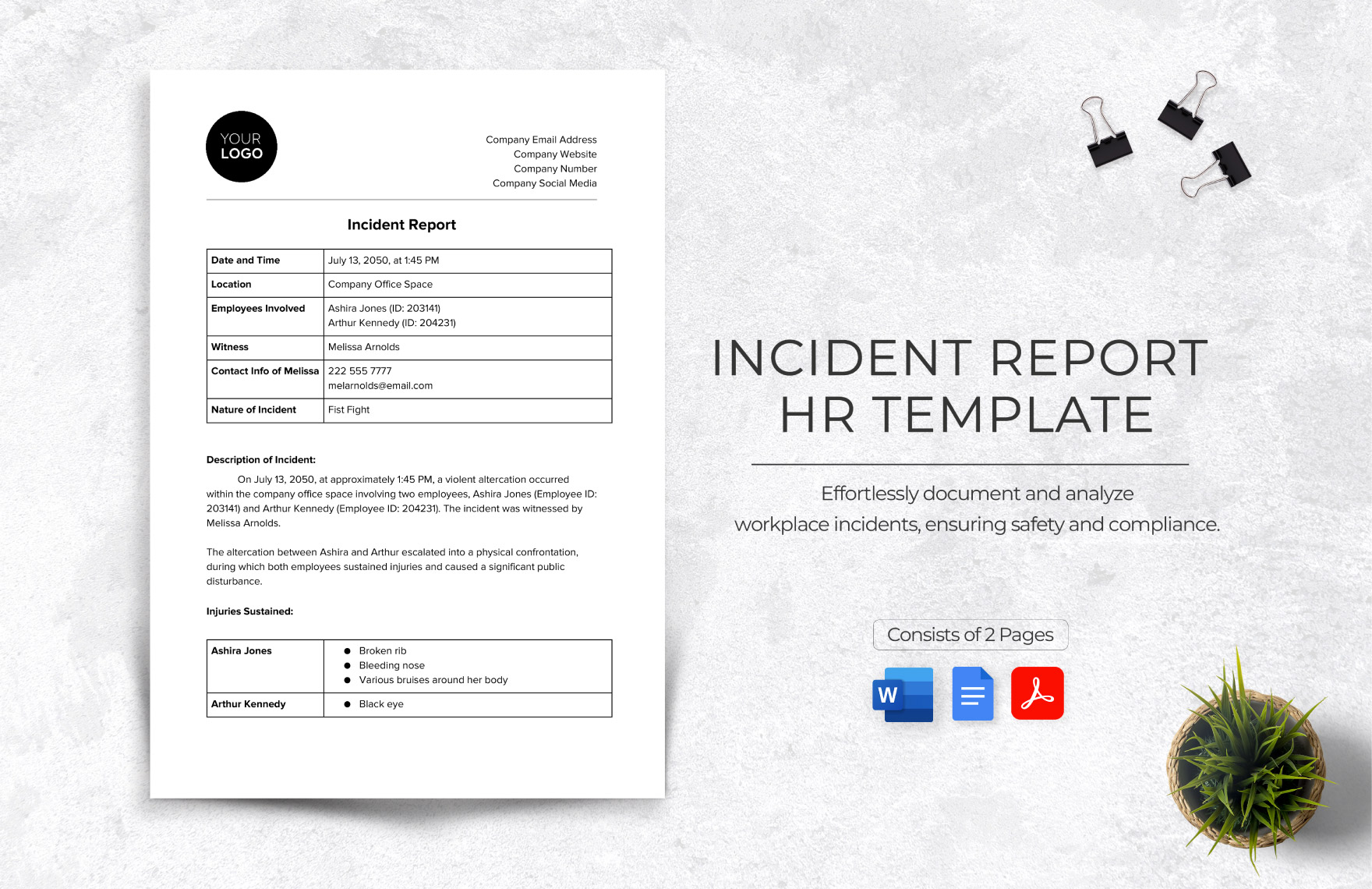 Incident Report HR Template