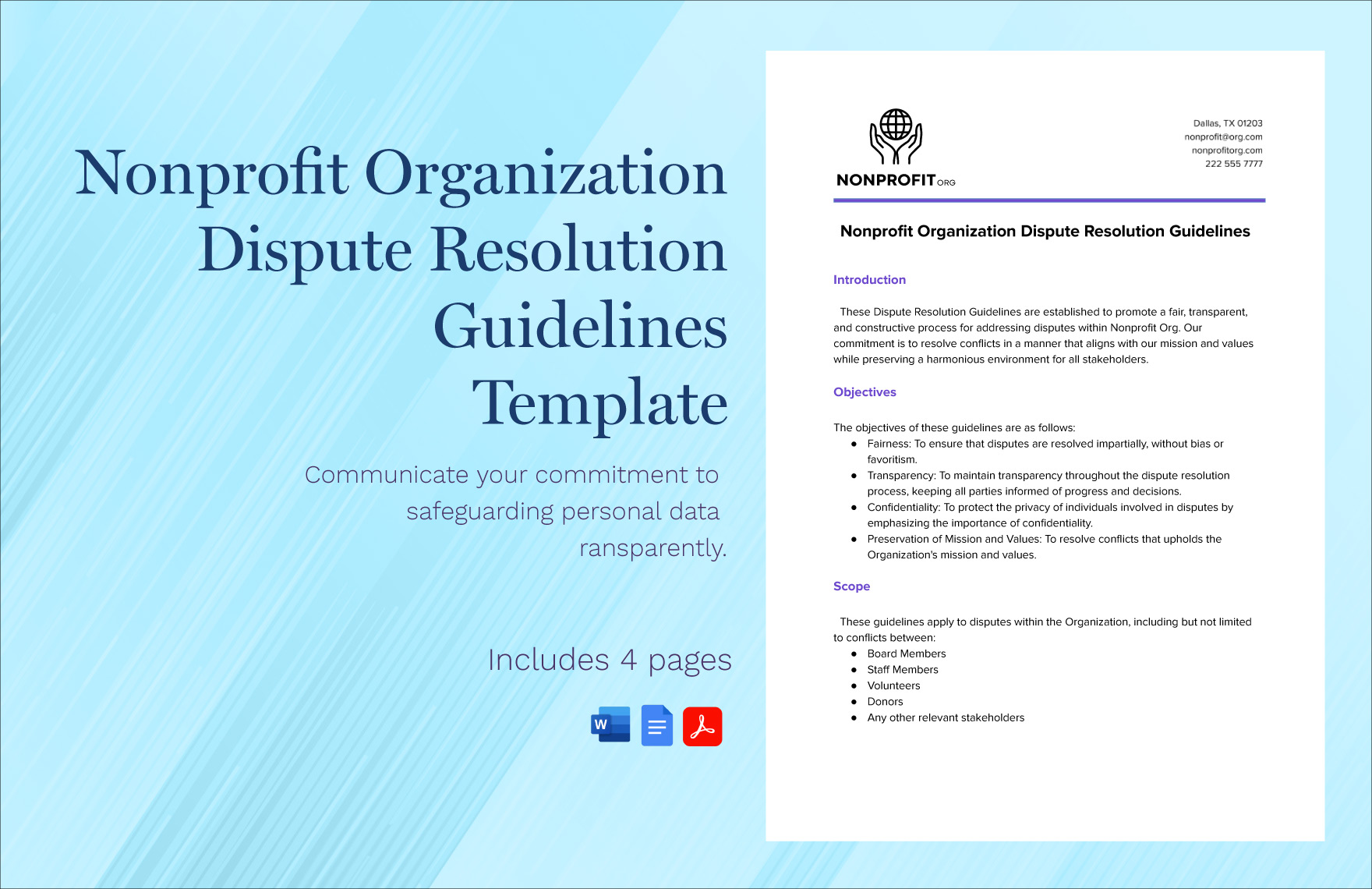 Nonprofit Organization Dispute Resolution Guidelines Template