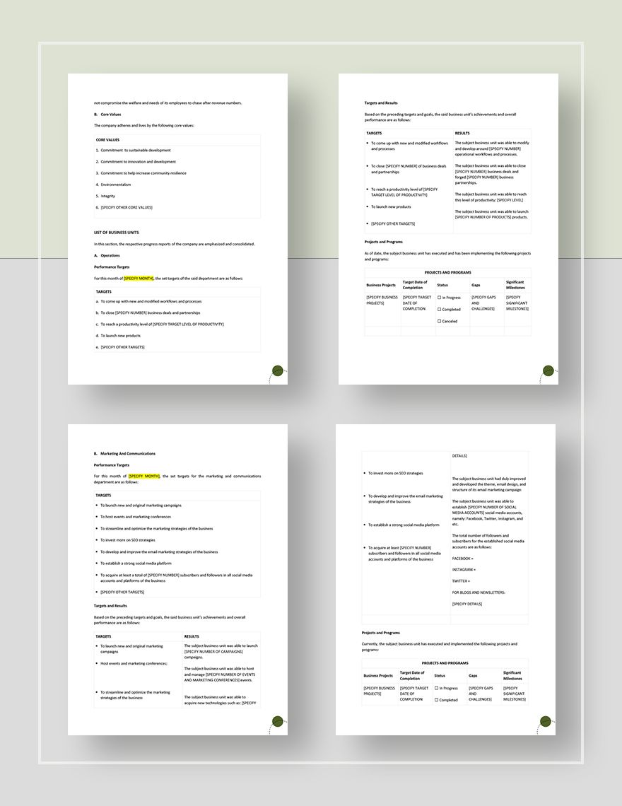 Business Development Report Template in Word, Pages, Google Docs ...