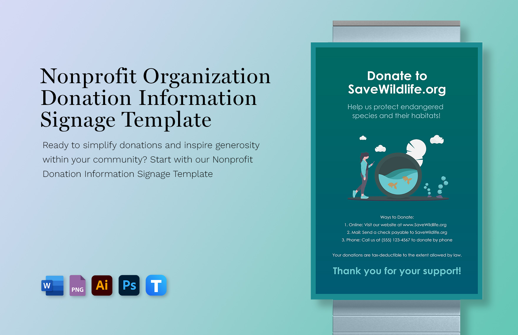 Nonprofit Organization Donation Information Signage Template