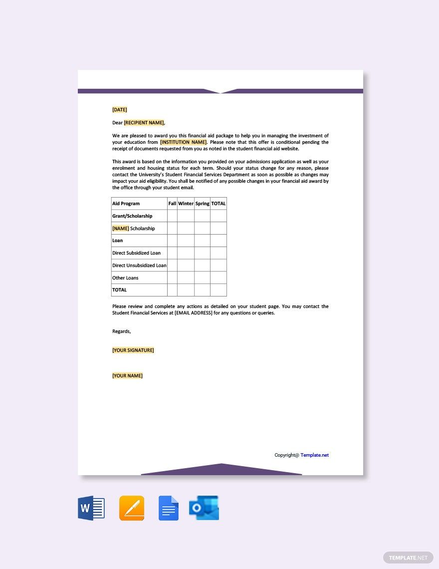 Award Letter in Google Docs, Pages, Word, Outlook, PDF - Download | Template.net