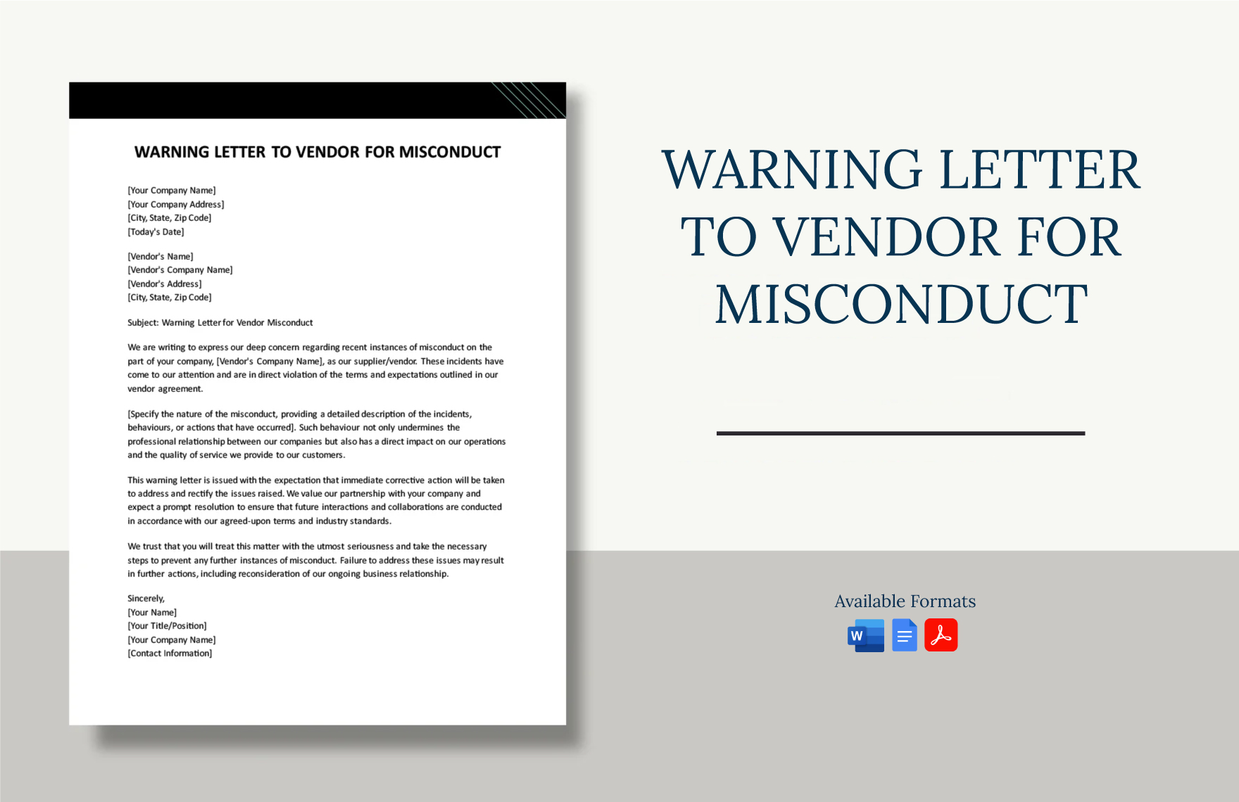 Warning Letter To Vendor For Misconduct