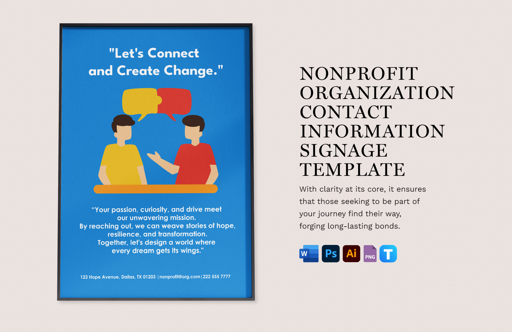 Nonprofit Organization Contact Information Signage Template