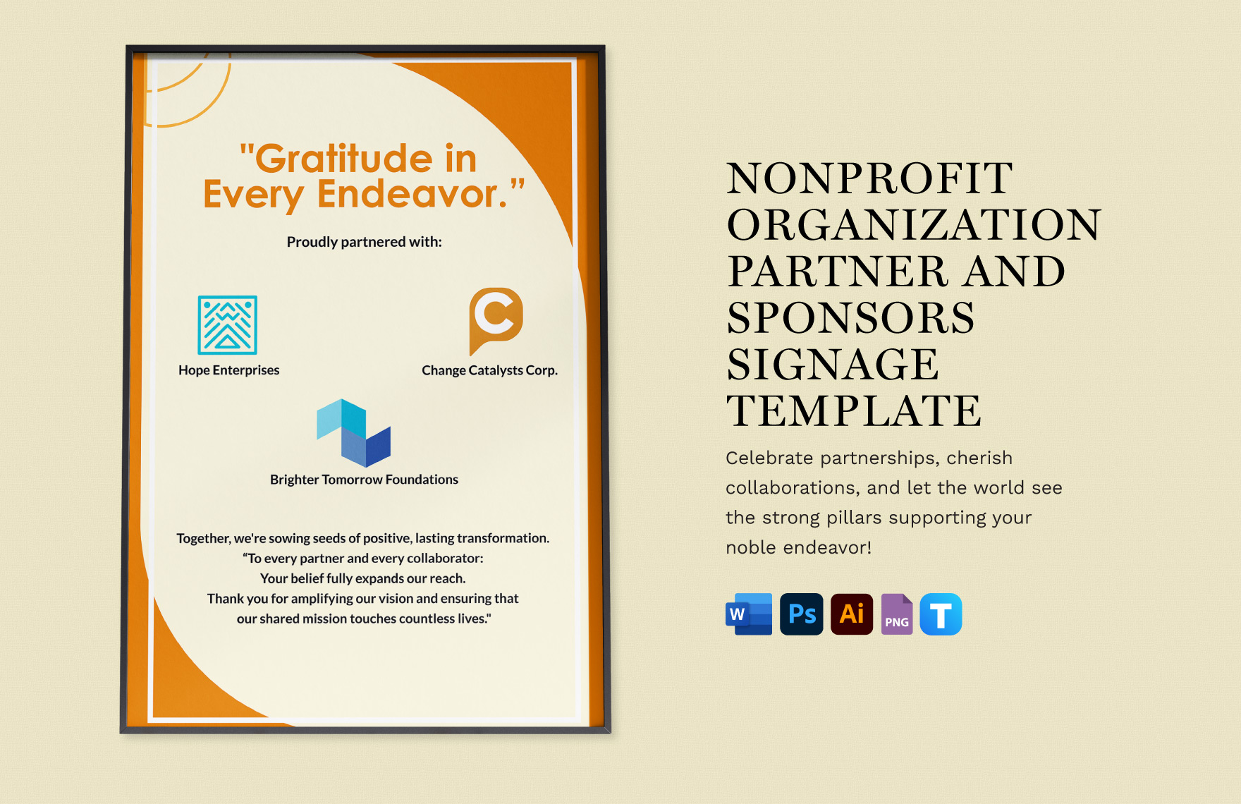 Nonprofit Organization Partners and Sponsors Signage Template