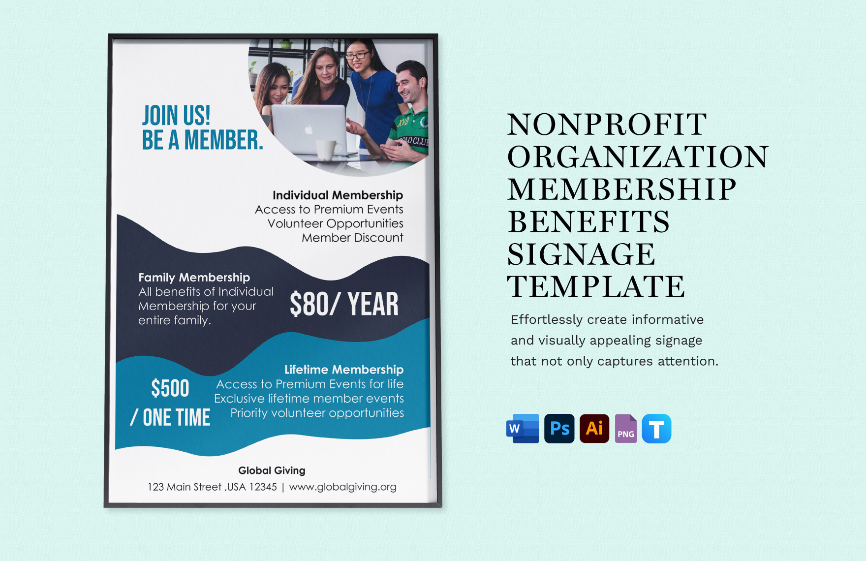 Nonprofit Organization Membership Benefits Signage Template