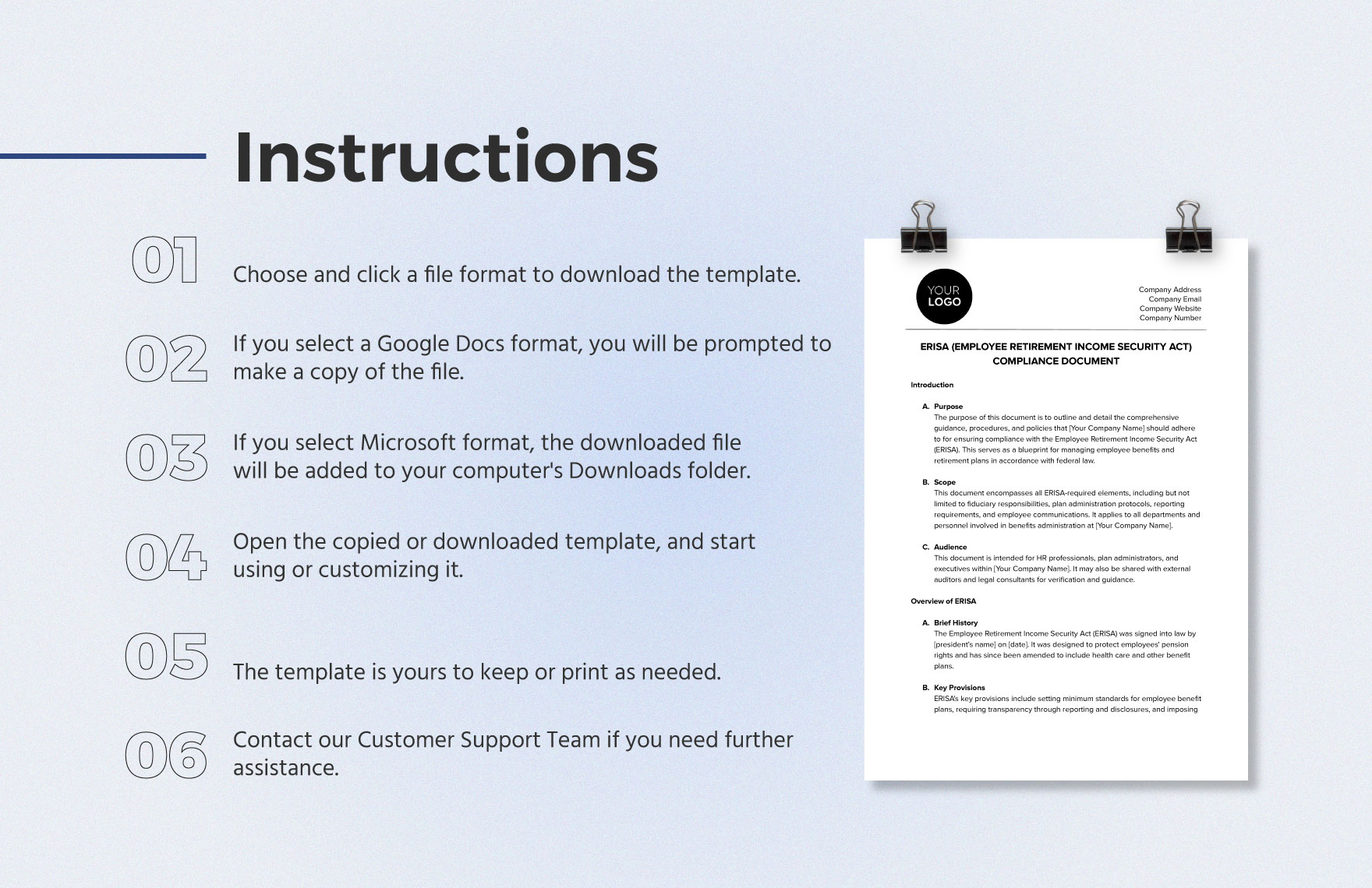 ERISA Compliance Document HR Template