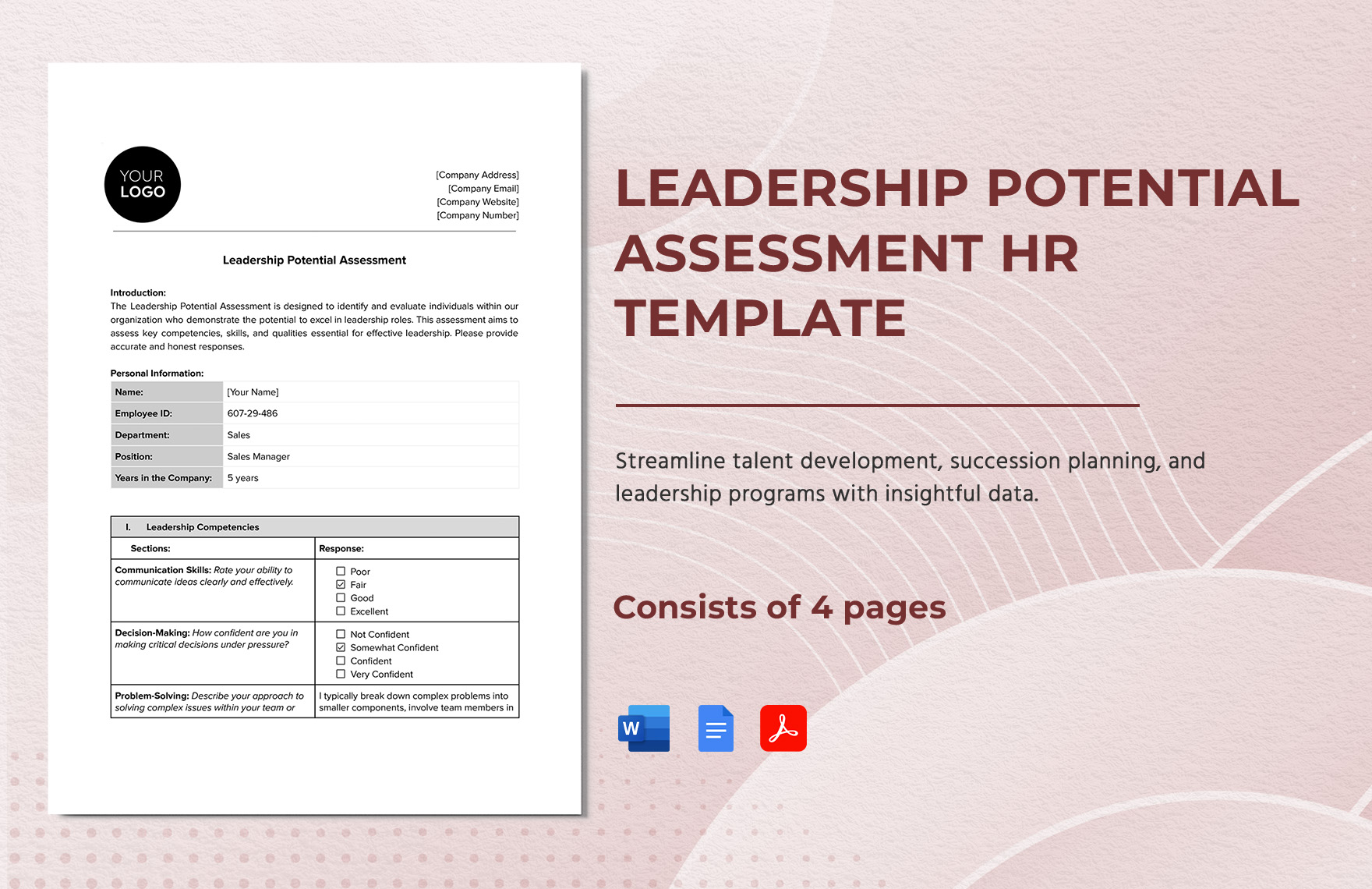 Leadership Potential Assessment HR Template