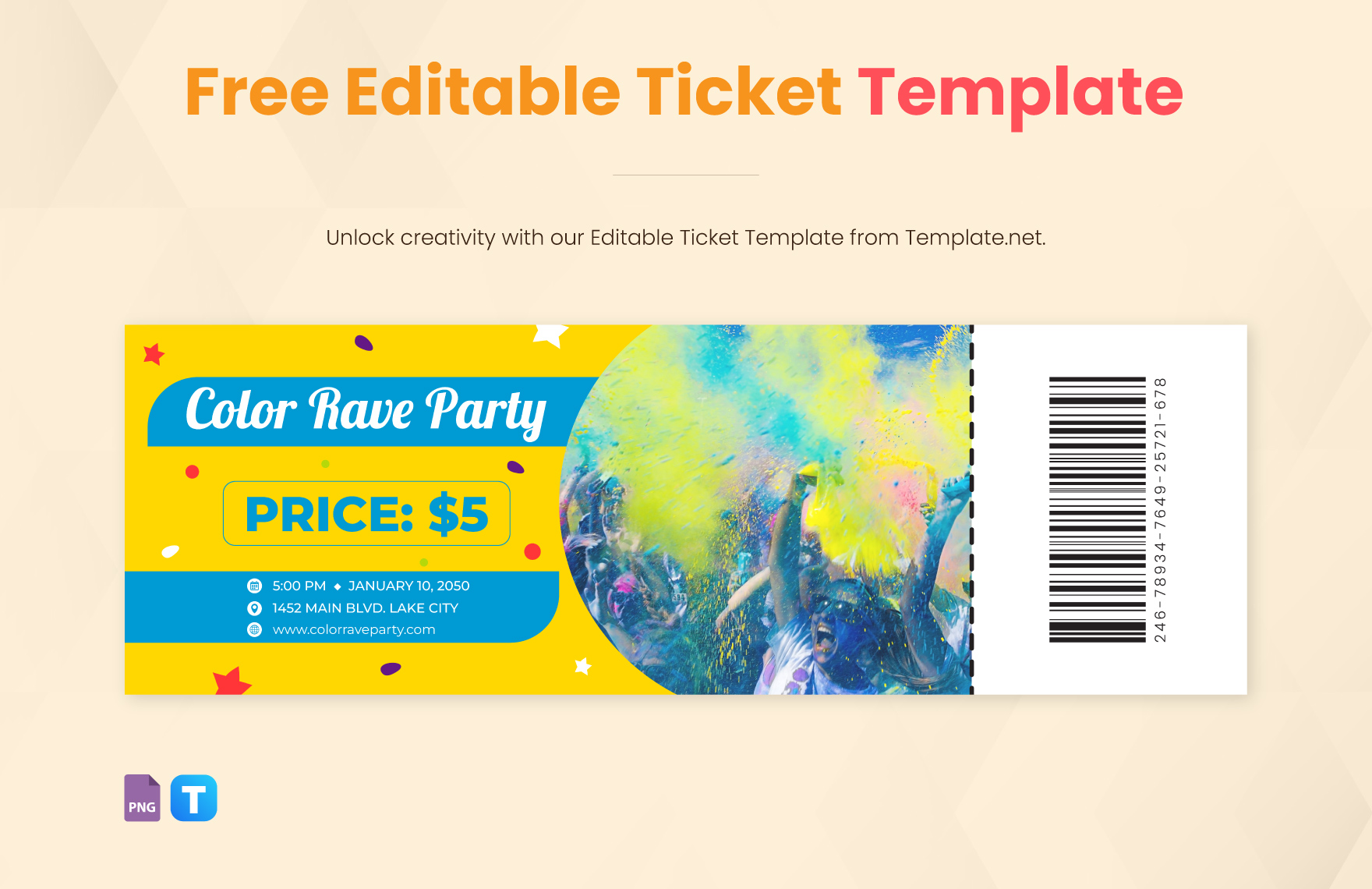 Editable Ticket Template