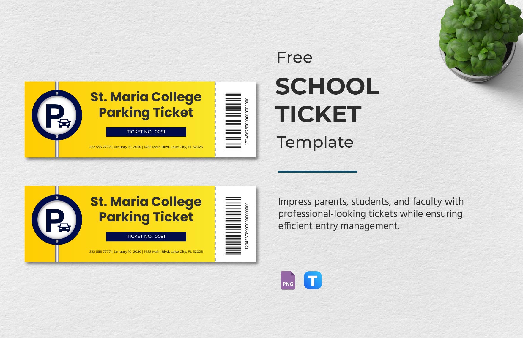 School Ticket Template