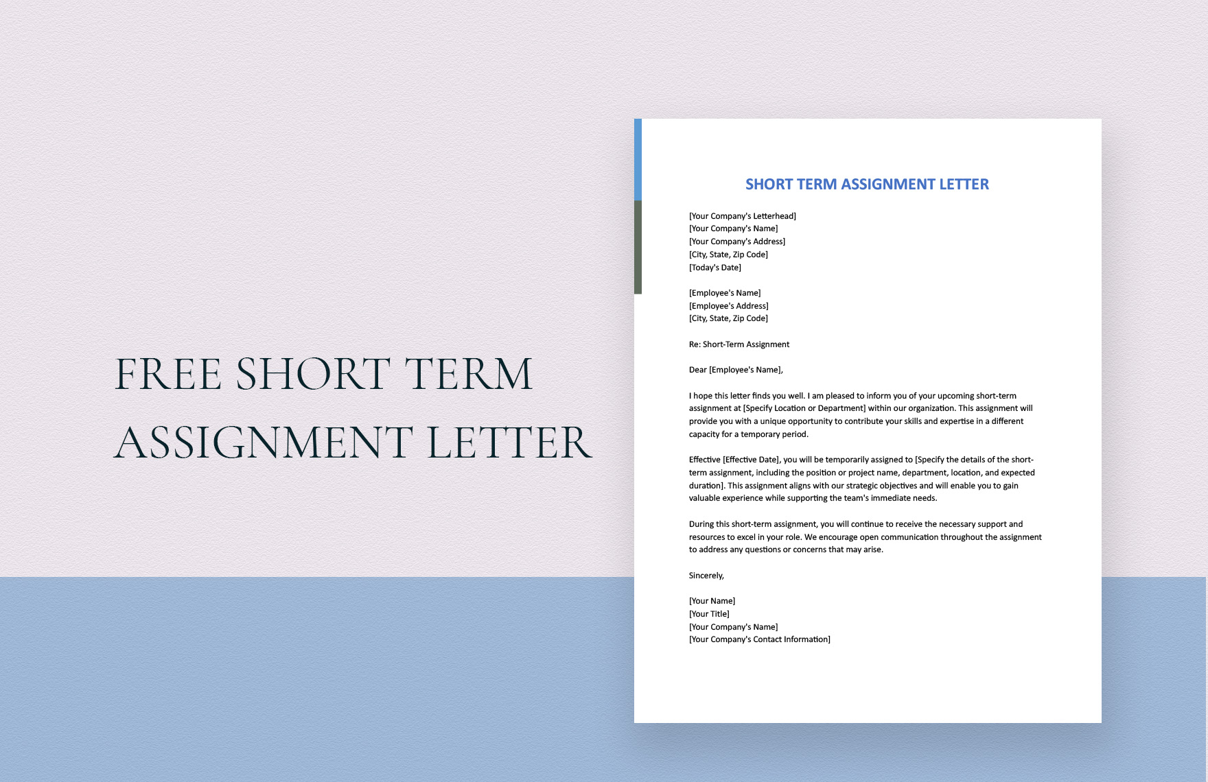 Short Term Assignment Letter