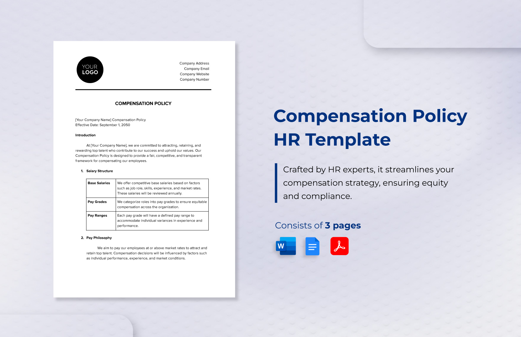 Compensation Policy HR Template