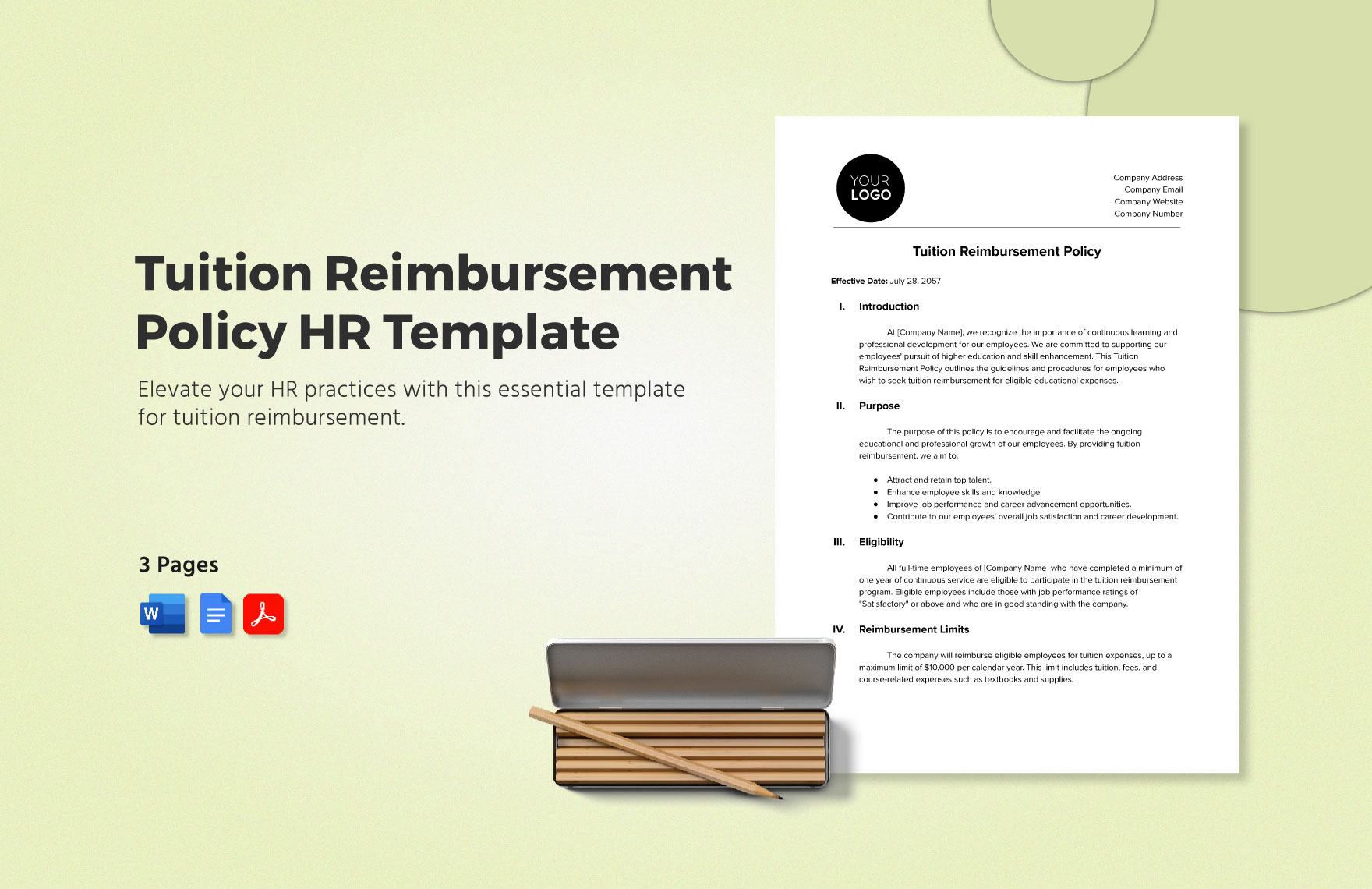 Tuition Reimbursement Policy HR Template