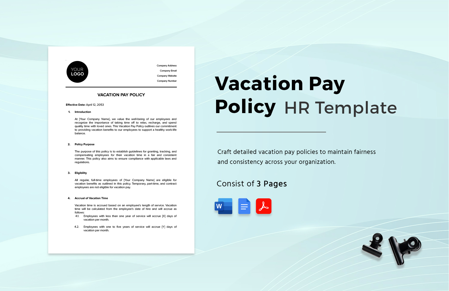 Vacation Pay Policy HR Template