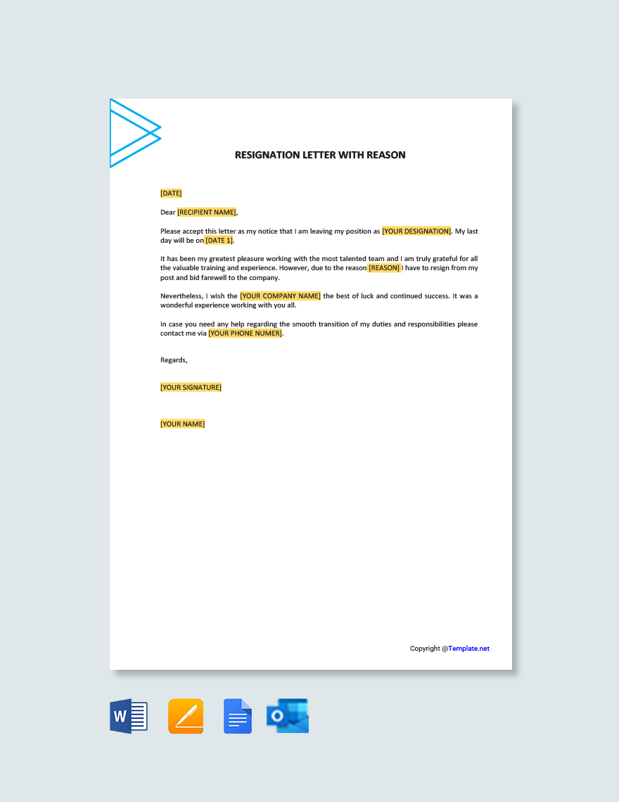 Resignation Letter with Reason