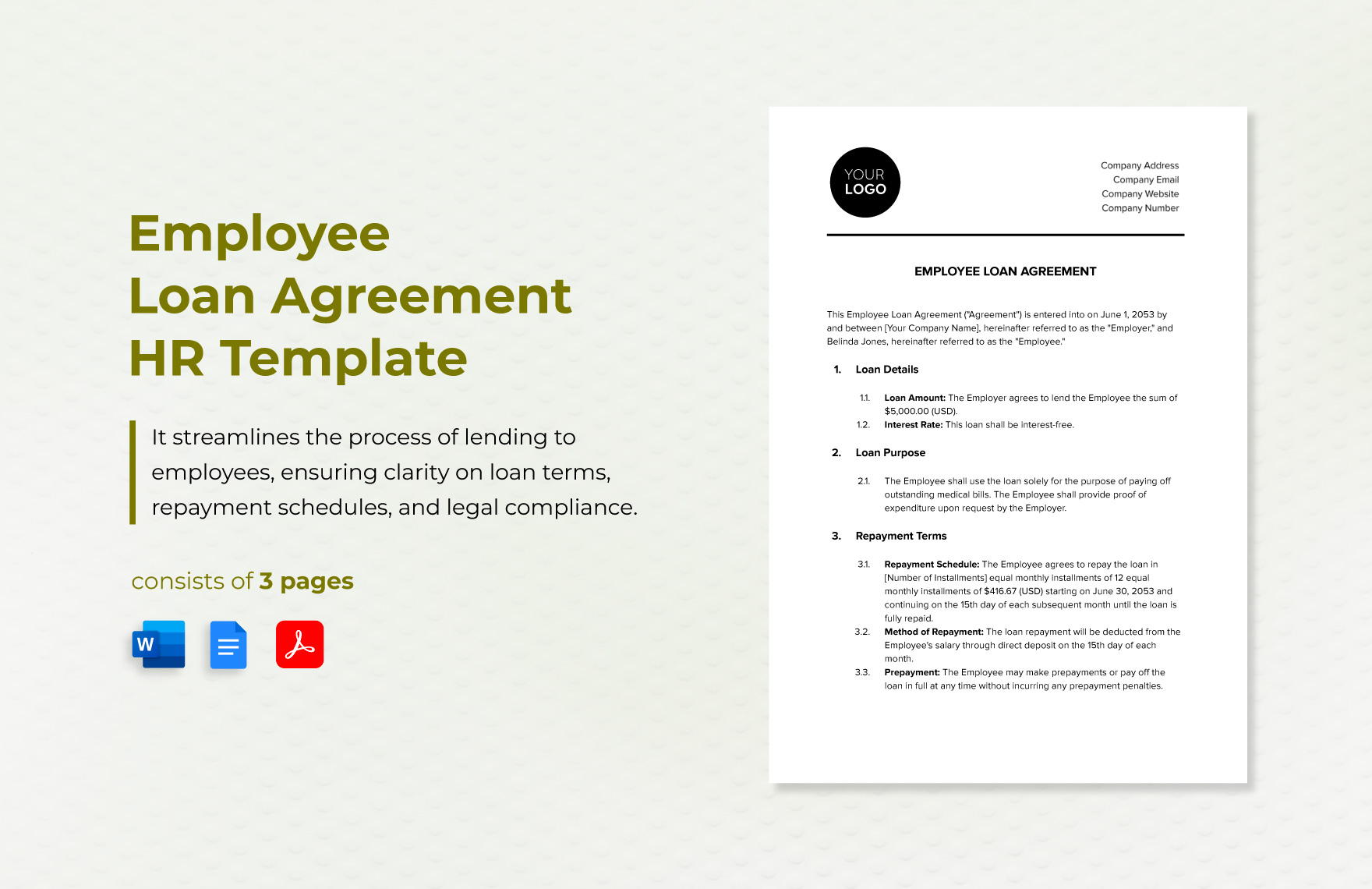 Employee Loan Agreement HR Template