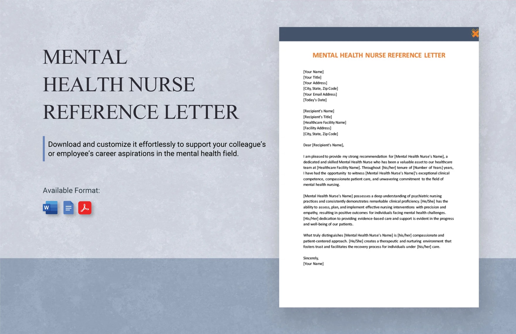 Mental Health Nurse Reference Letter