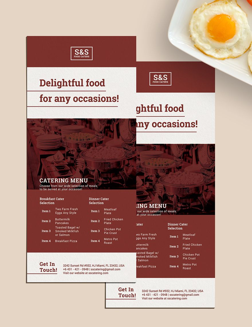 Food Catering Rack Card Template