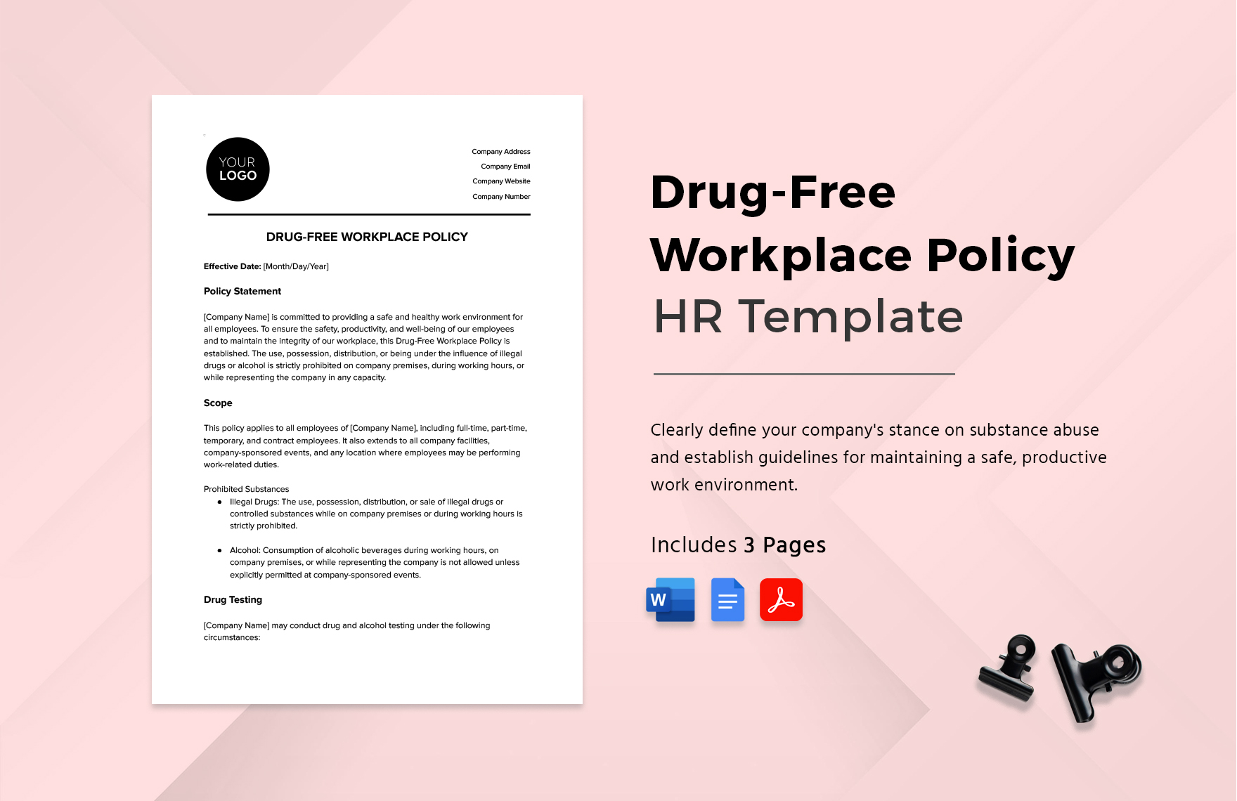 Drug-Free Workplace Policy HR Template