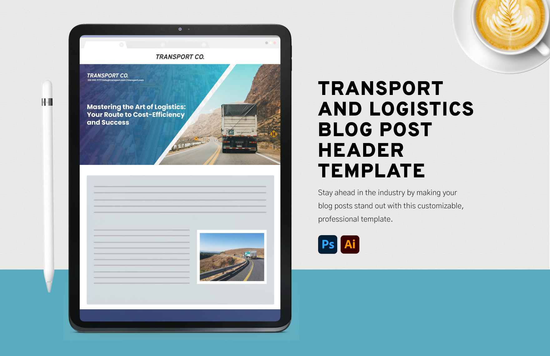 Transport and Logistics Blog Post Header Template in PSD, Illustrator - Download | Template.net