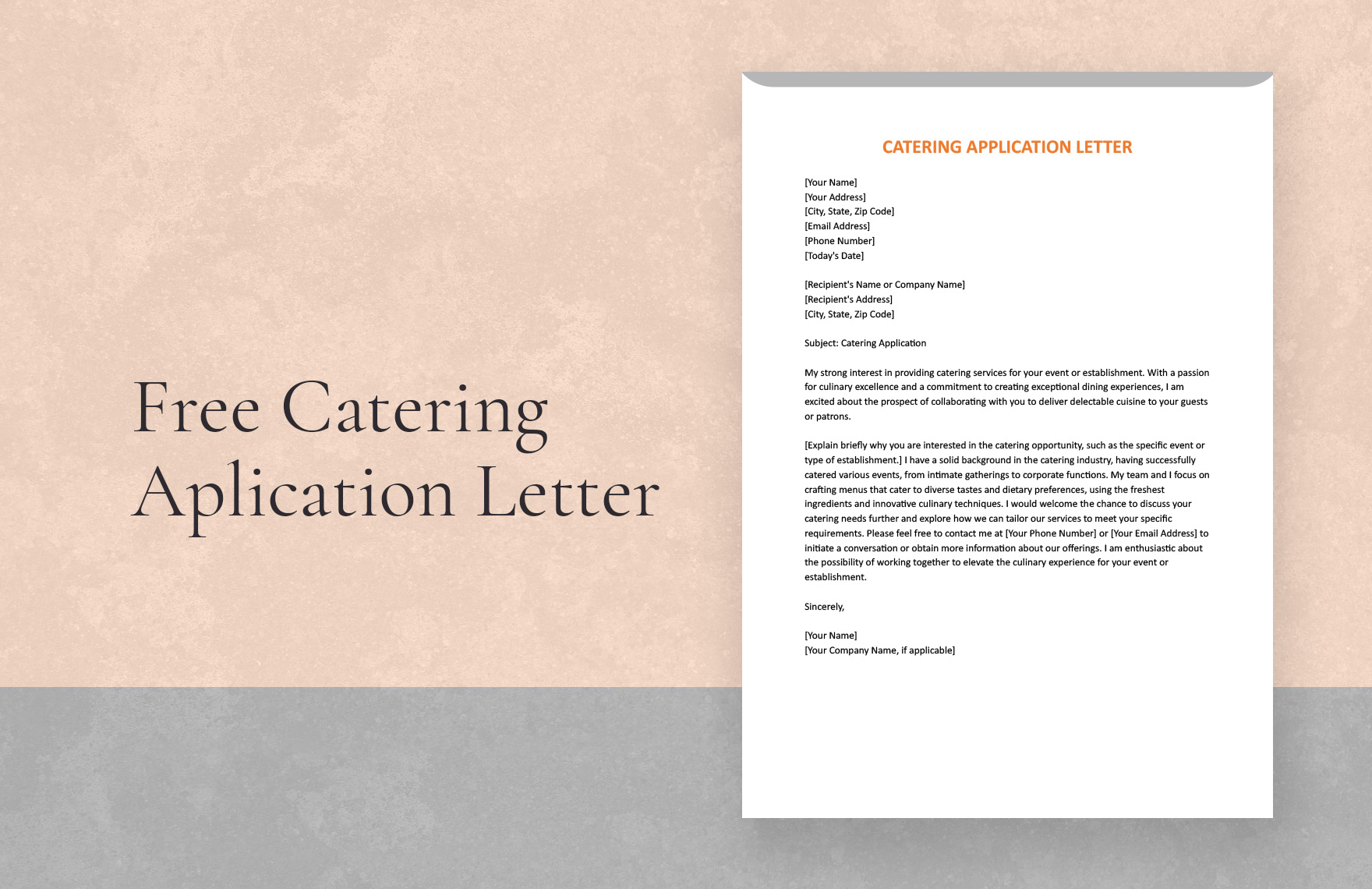 Catering Application Letter