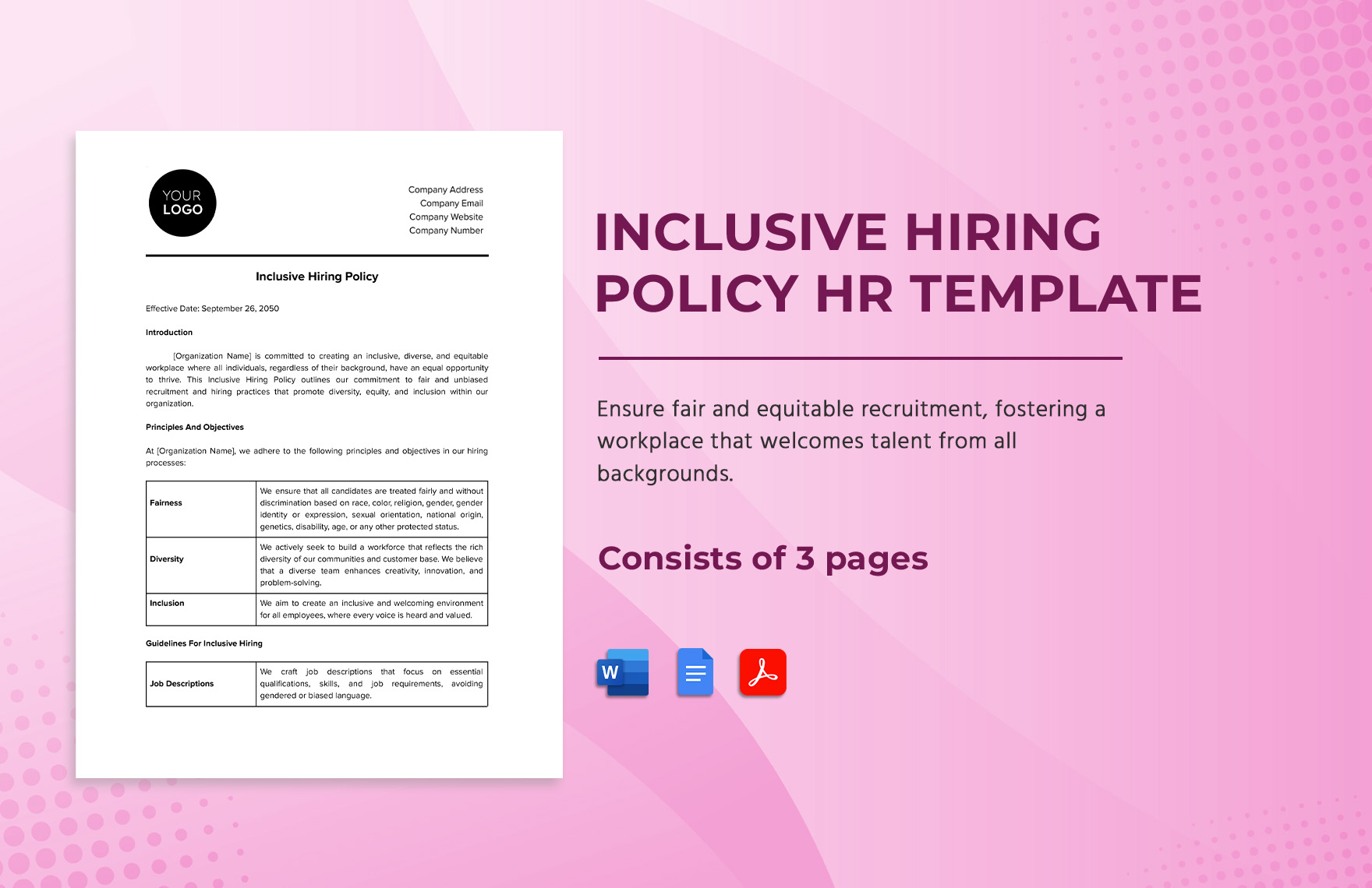 Inclusive Hiring Policy HR Template