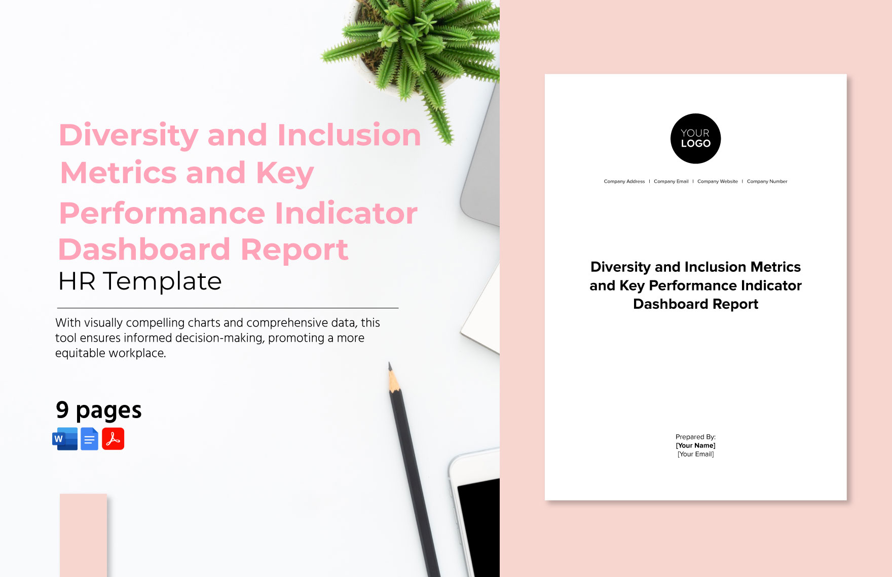 Diversity and Inclusion Metrics and Key Performance Indicator Dashboard Report HR Template