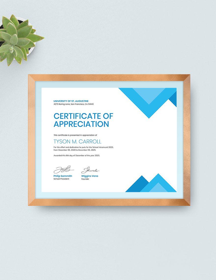 Certificate of Appreciation for Student Template