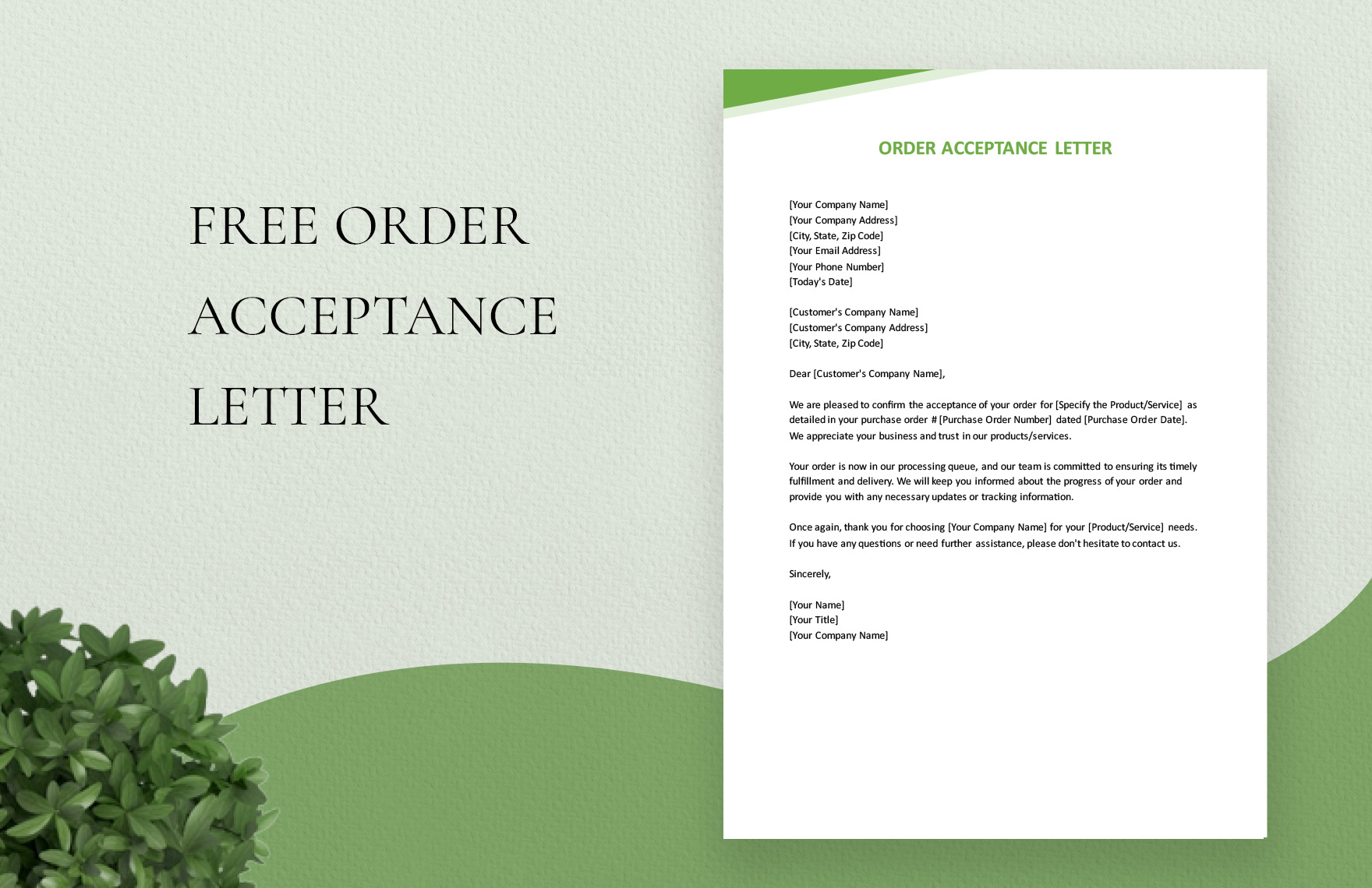 Order Acceptance Letter