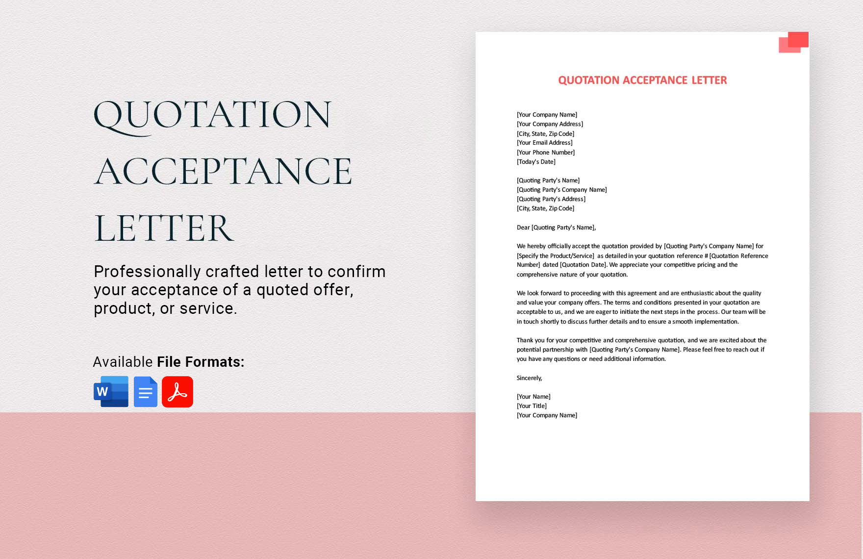 Quotation Acceptance Letter in Word, PDF, Google Docs - Download | Template.net