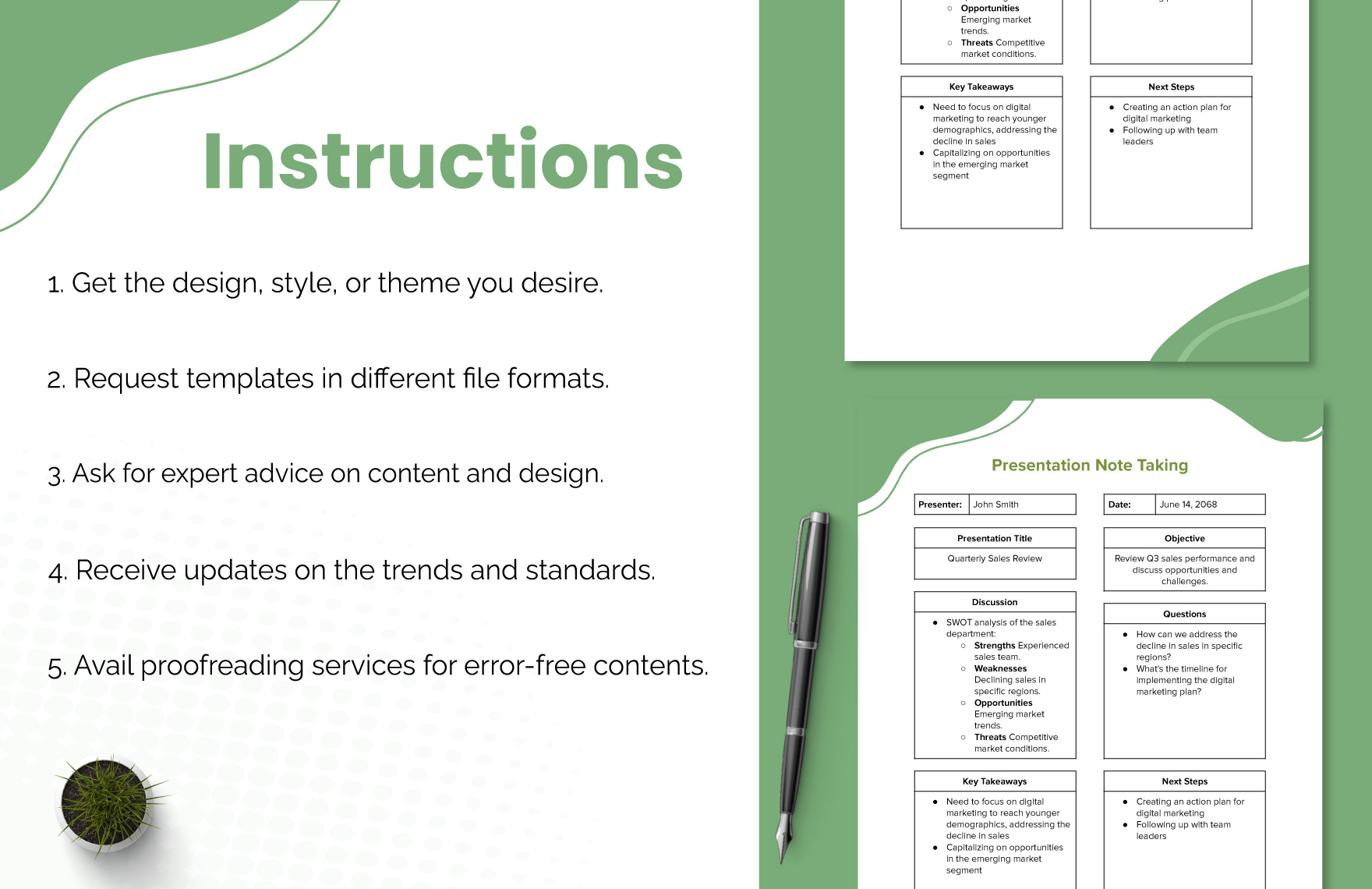 Presentation Note Taking Template