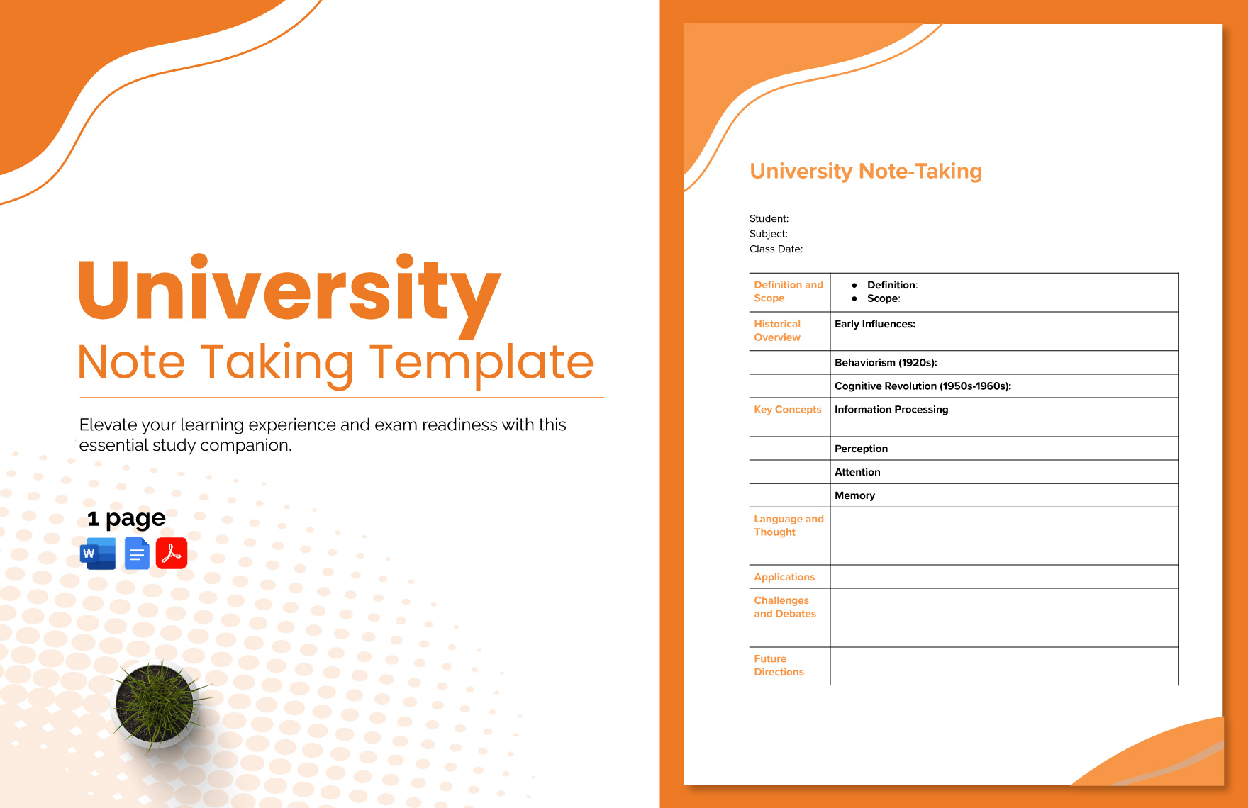 University Note Taking Template