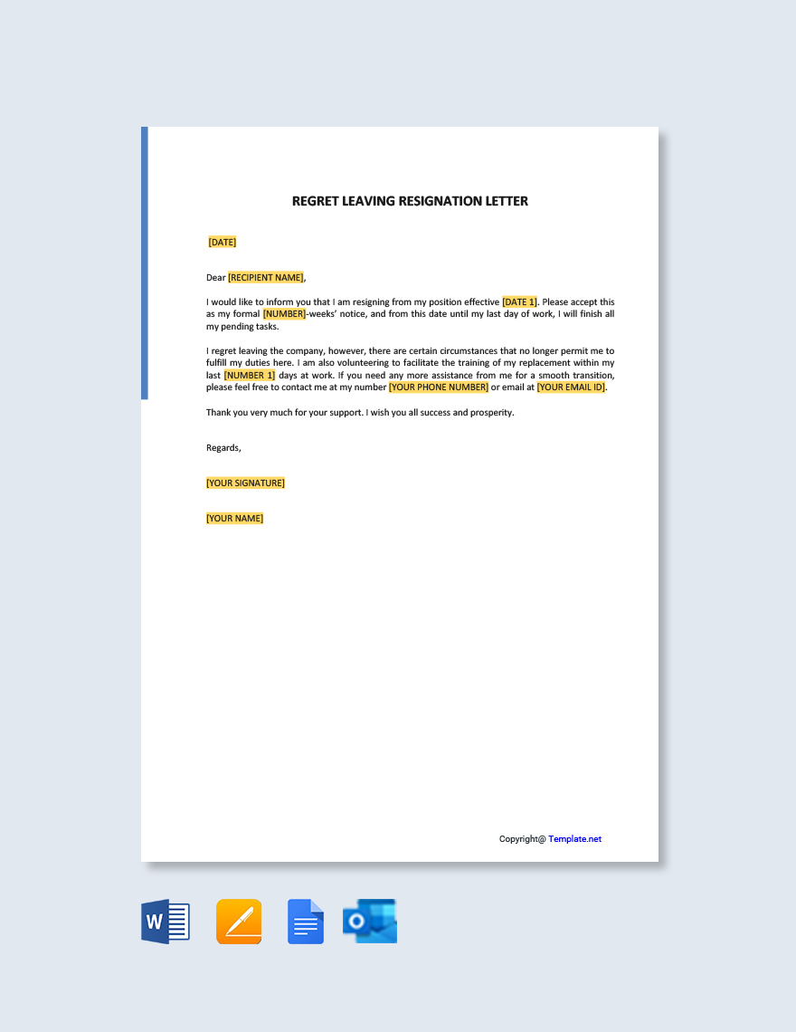 Regret Leaving Resignation Letter