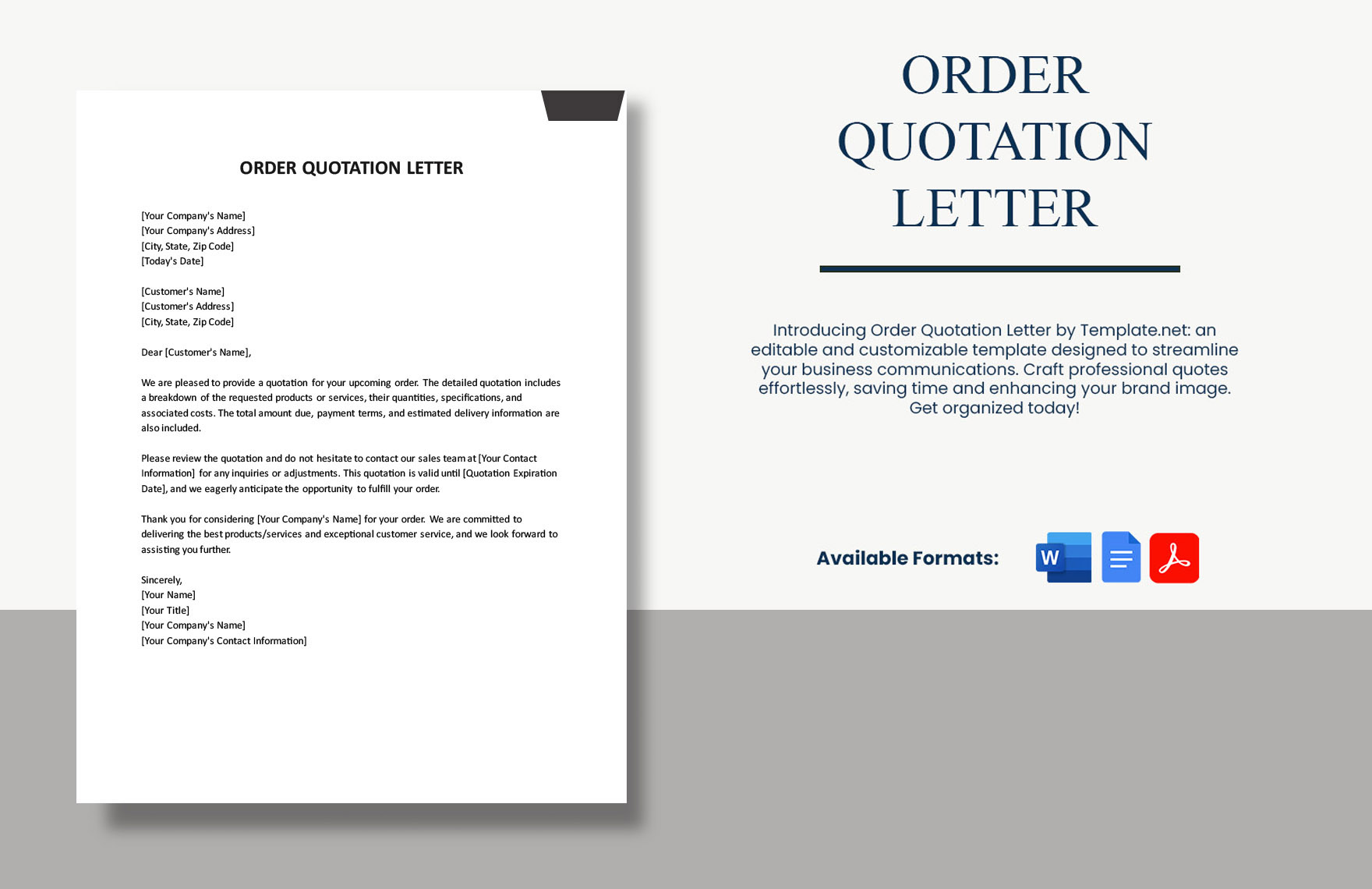 Order Quotation Letter in Word, PDF, Google Docs - Download | Template.net